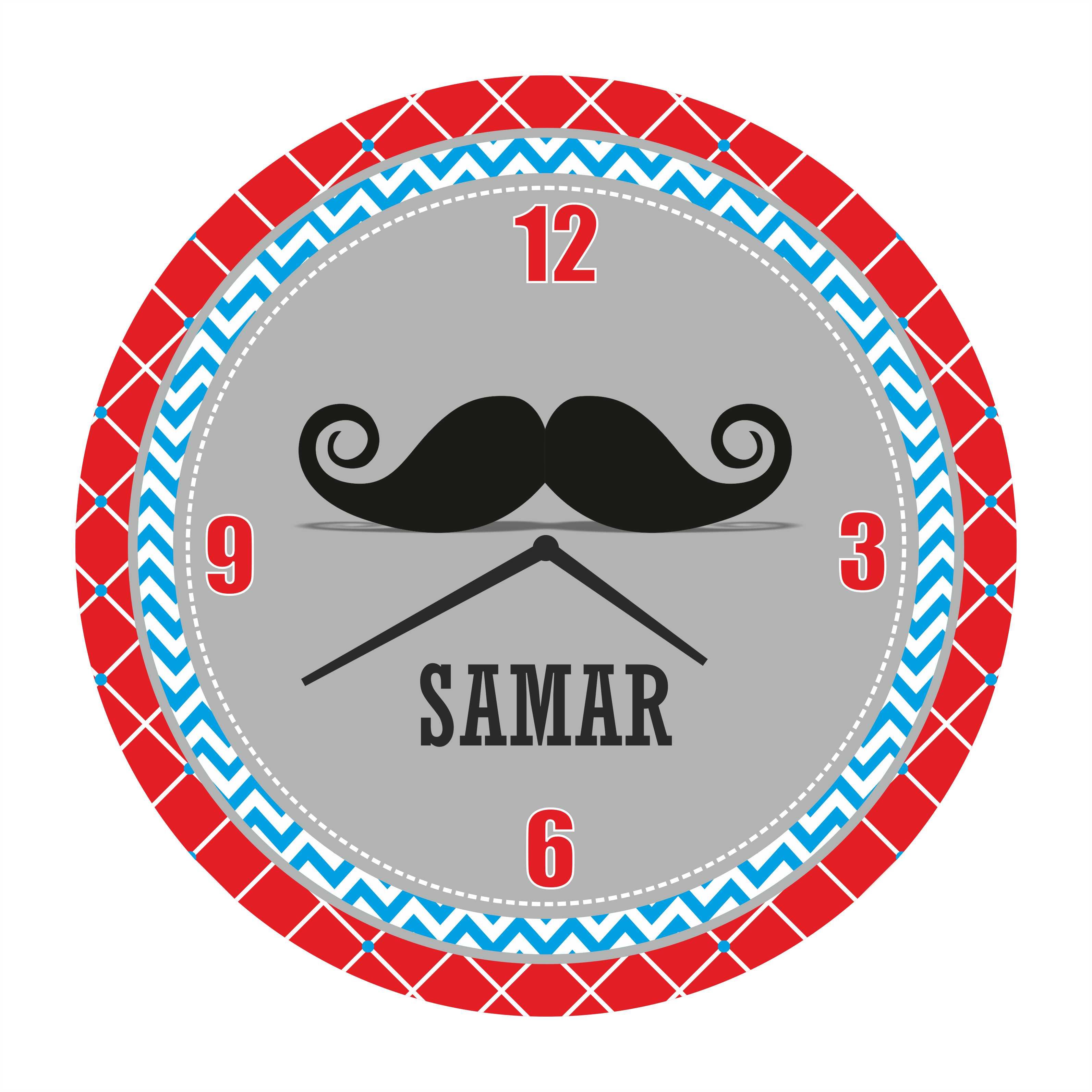 Personalised Moustache Clock THEME PARTIES Pretty UR Party