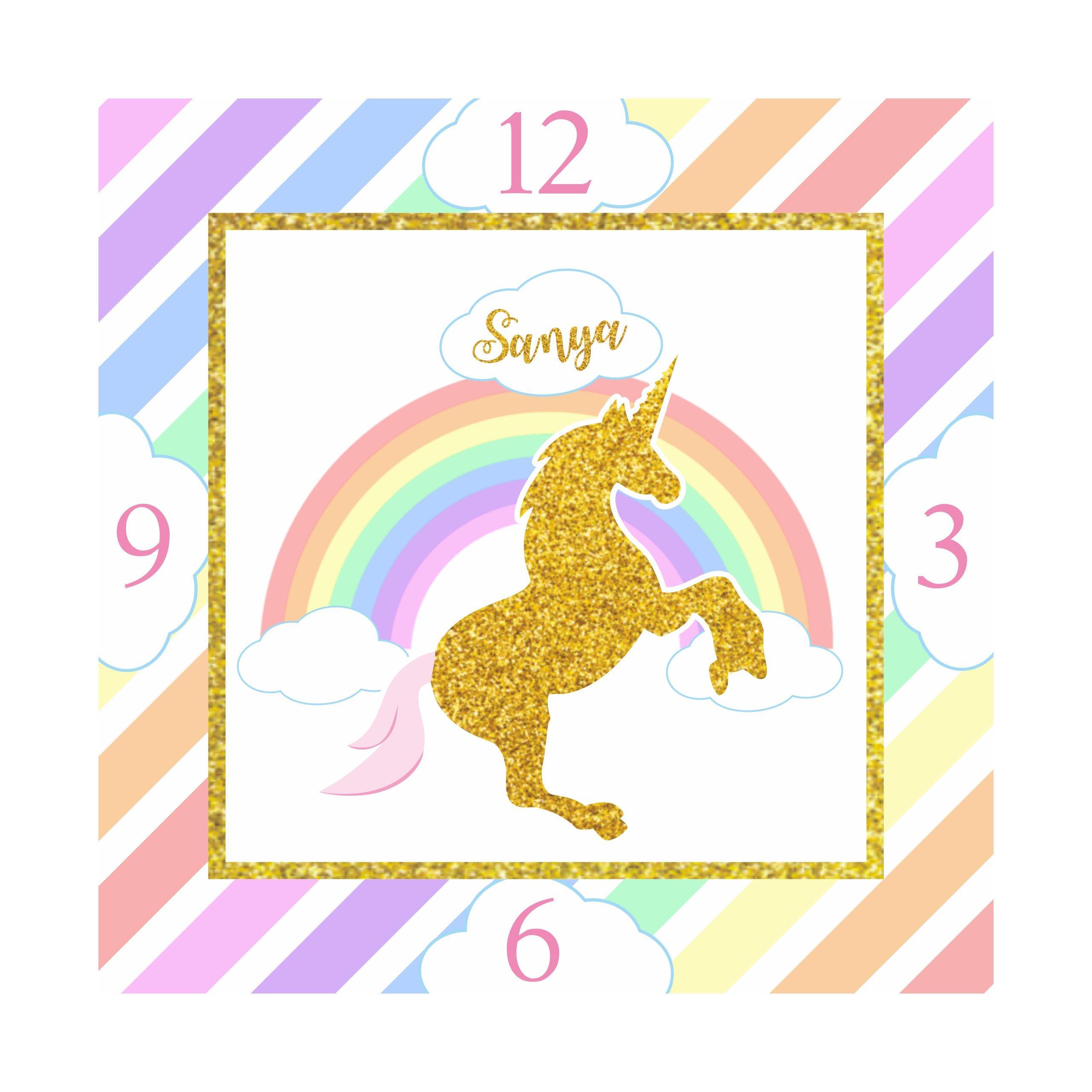 Personalised Unicorn Theme Clock THEME PARTIES Pretty UR Party