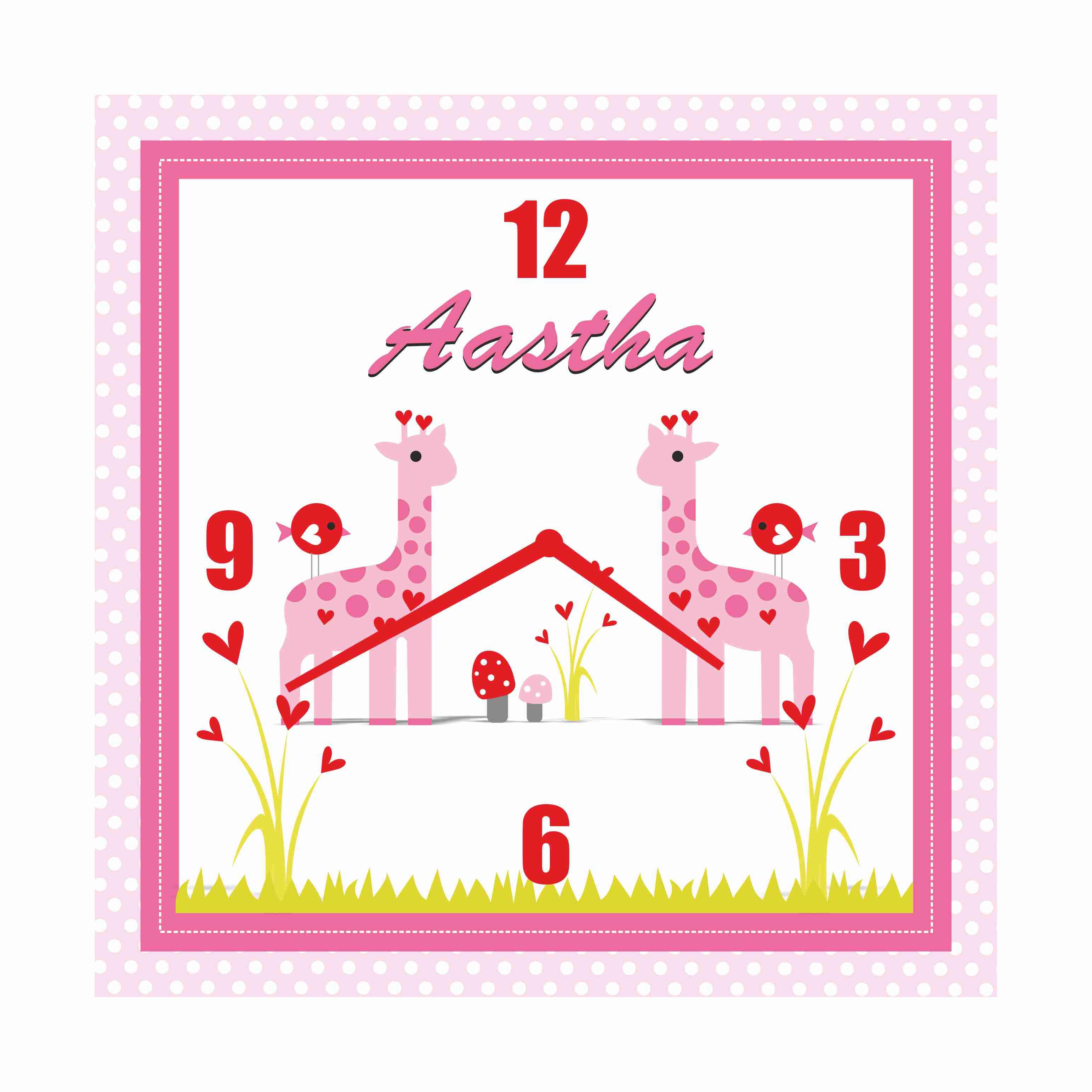 Personalised Girly Giraffe Clock RETURN GIFTS Pretty UR Party