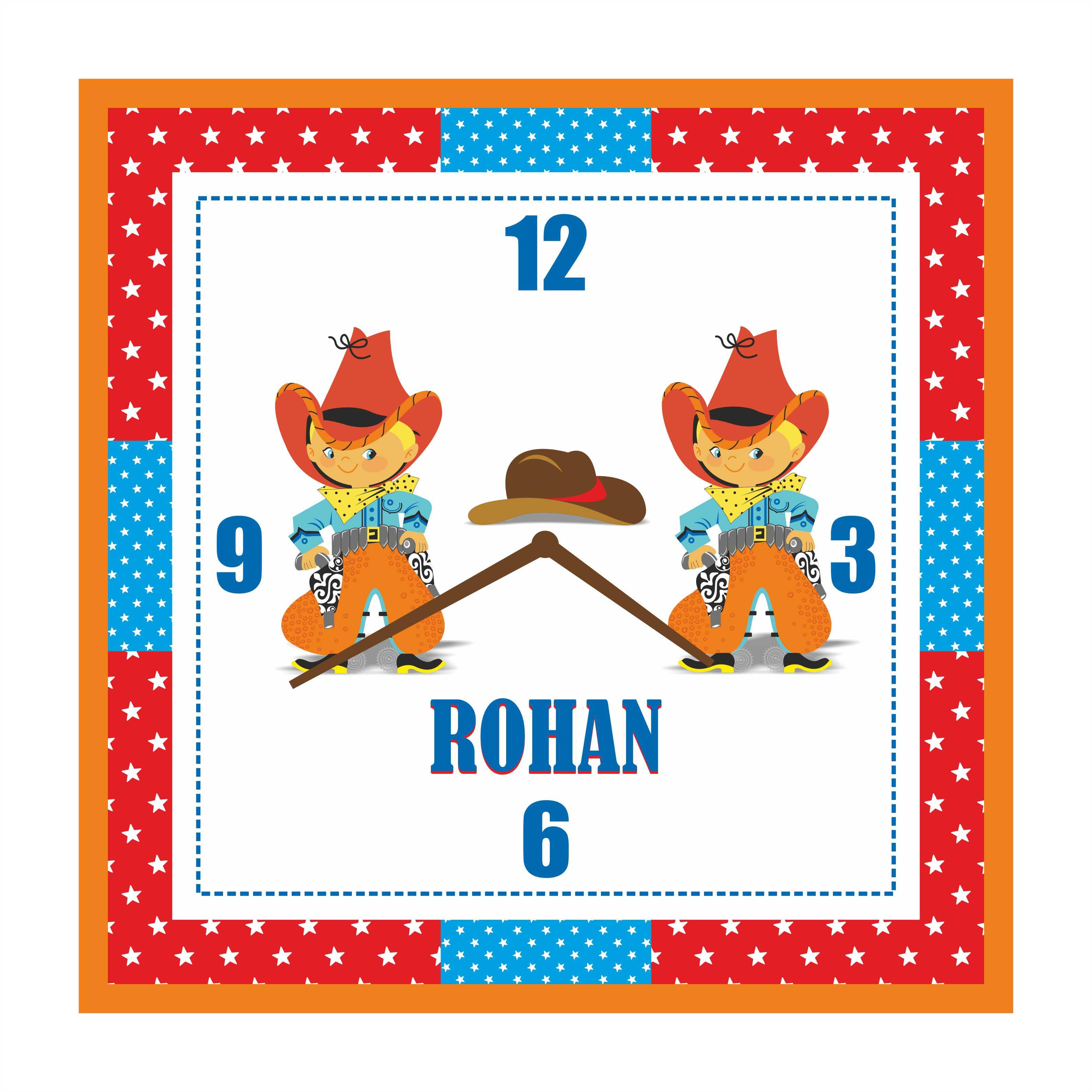 Personalised Little Cowboy Clock THEME PARTIES Pretty UR Party