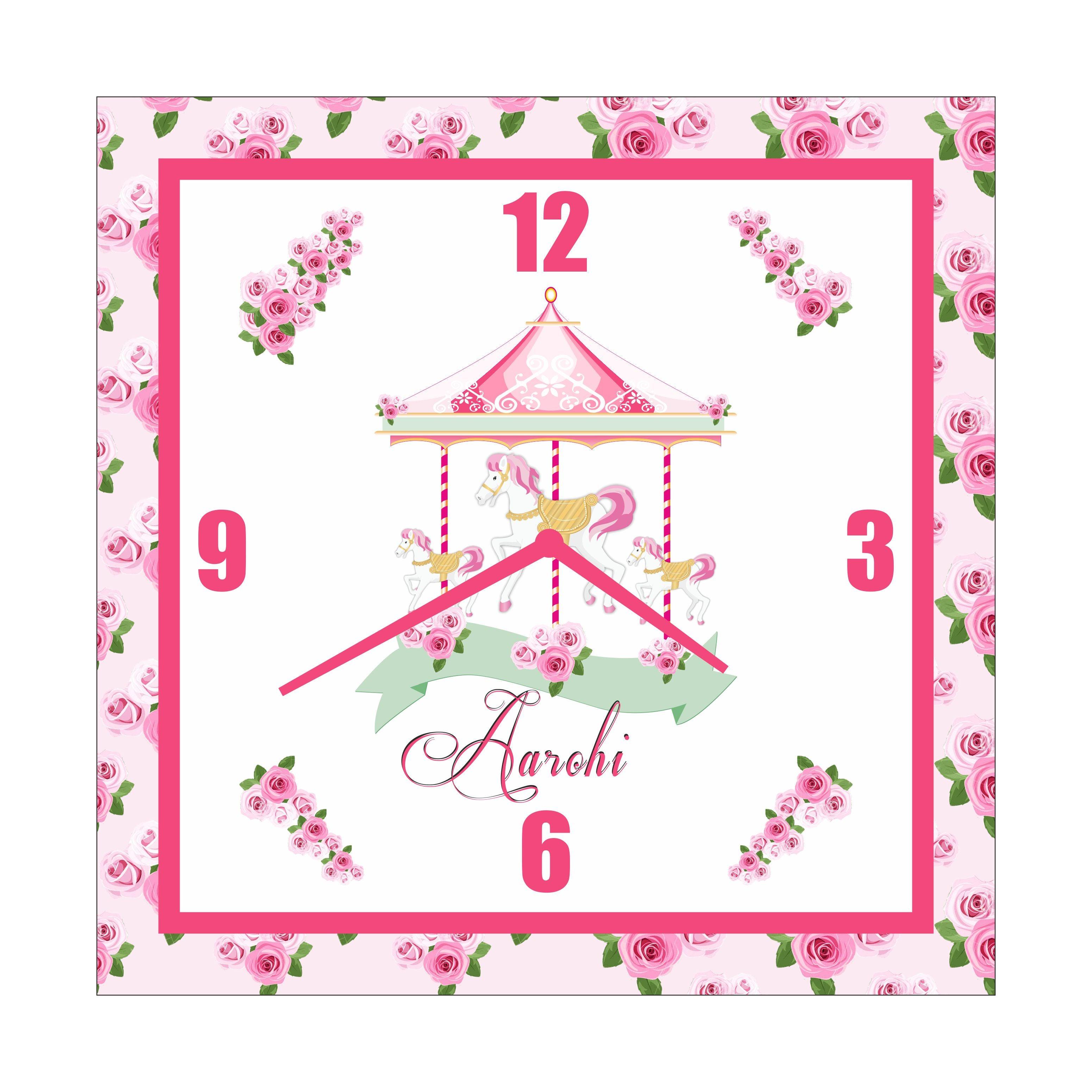 Personalised Carousel Clock THEME PARTIES Pretty UR Party