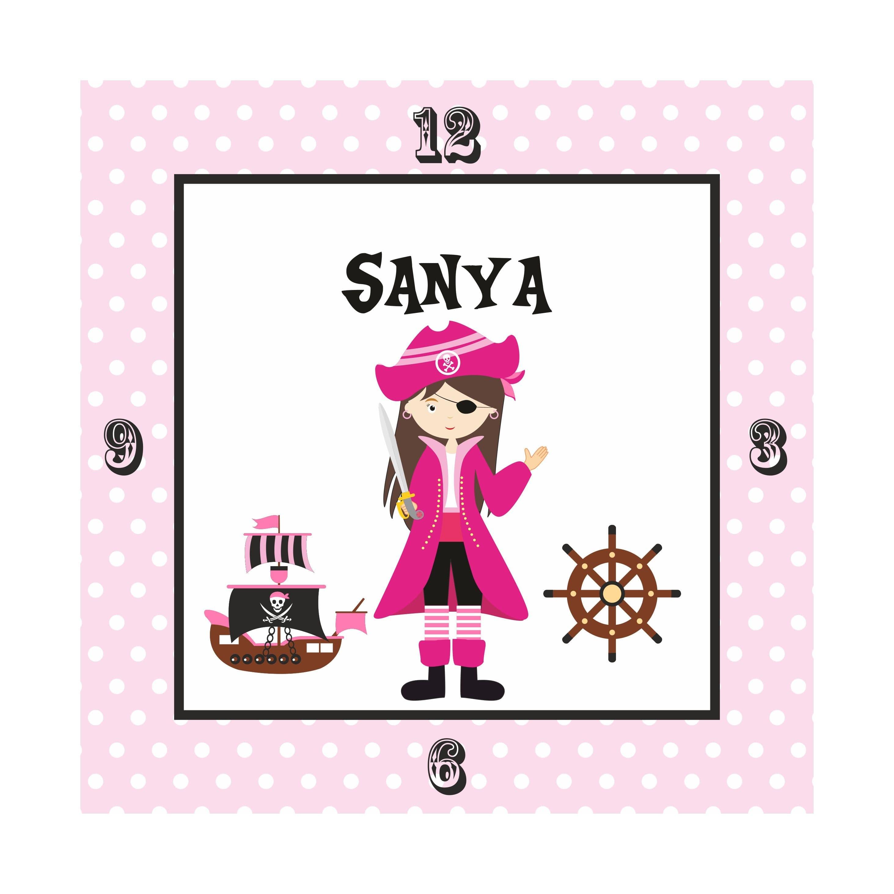 Personalized Girly Pirate Theme Clock THEME PARTIES Pretty UR Party