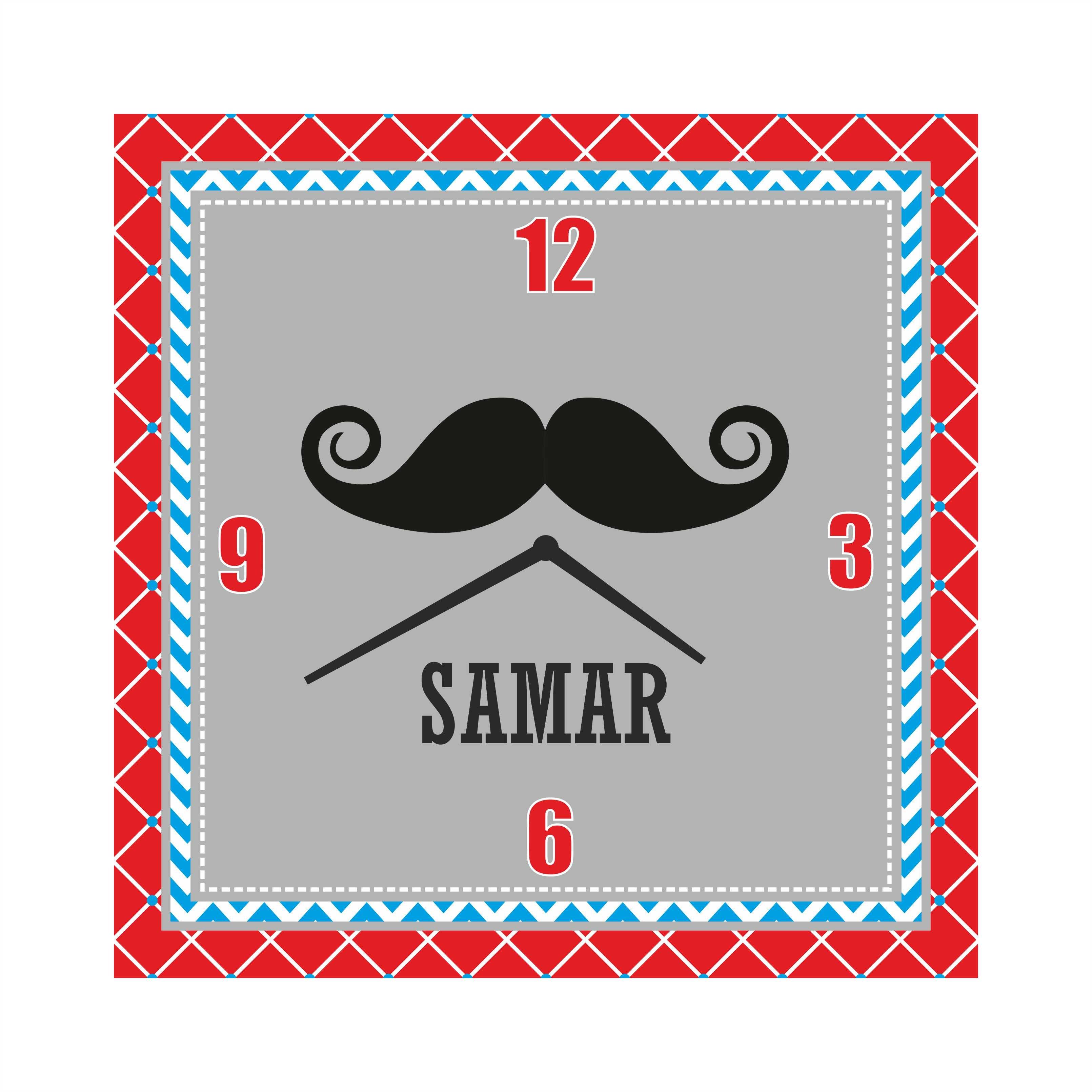 Personalised Moustache Clock THEME PARTIES Pretty UR Party