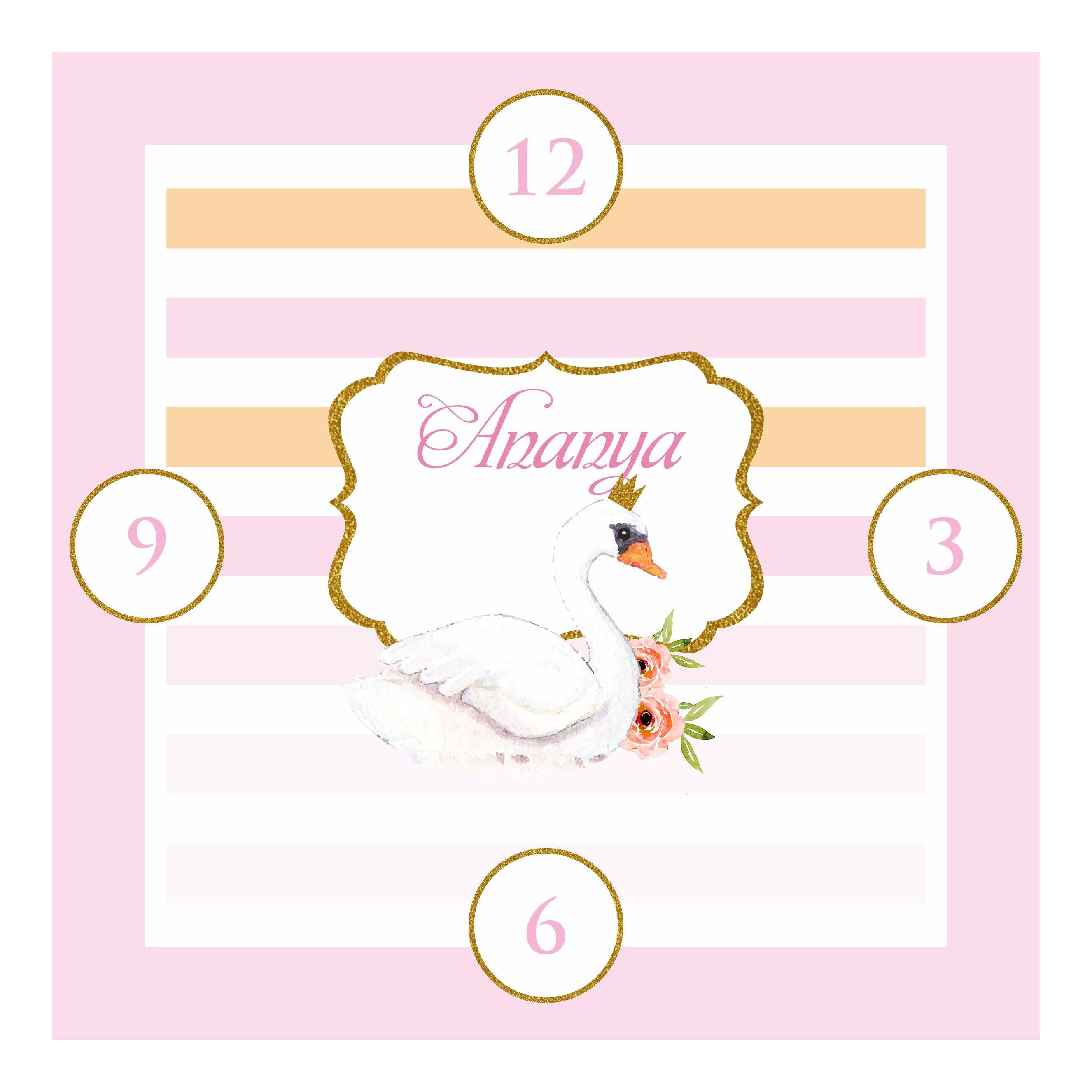 Personalised Swan Theme Clock THEME PARTIES Pretty UR Party