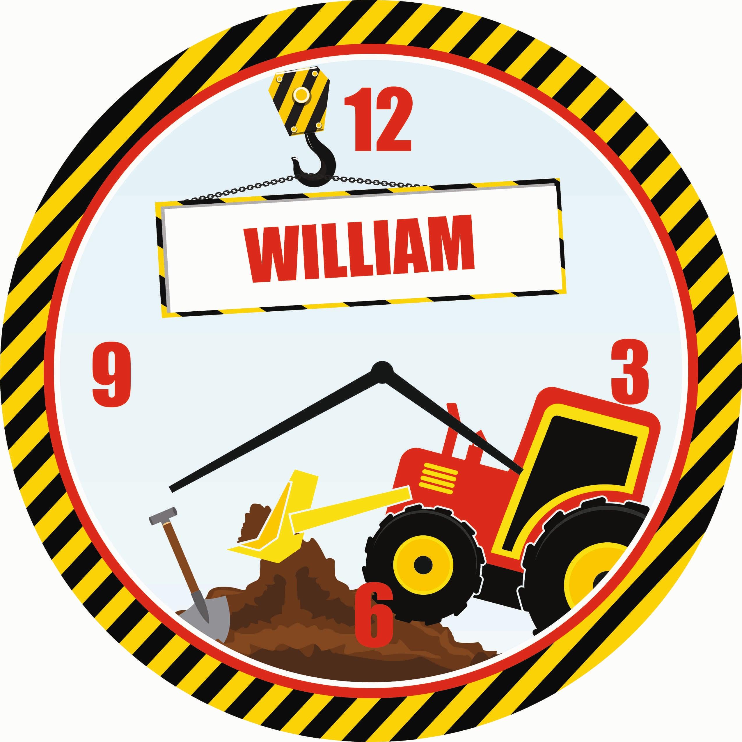Personalised Construction Clock THEME PARTIES Pretty UR Party