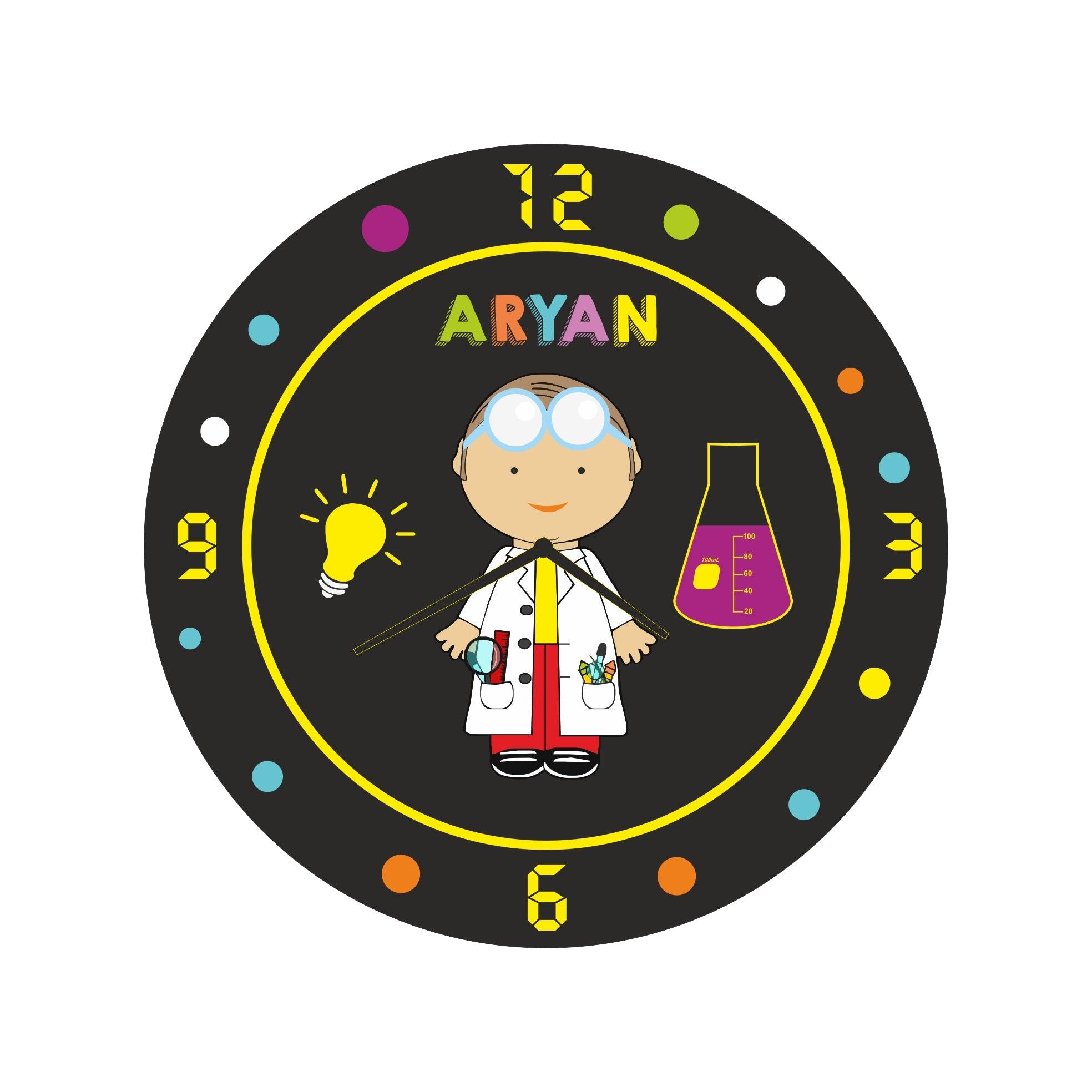 Personalised Mad Scientist Theme Clock THEME PARTIES Pretty UR Party