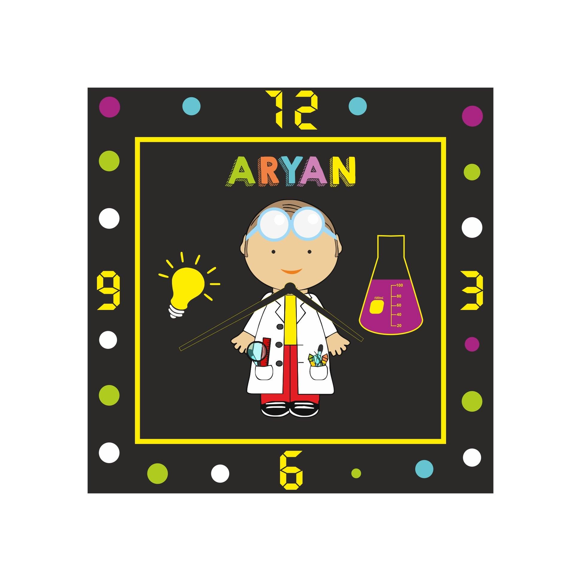 Personalised Mad Scientist Theme Clock THEME PARTIES Pretty UR Party
