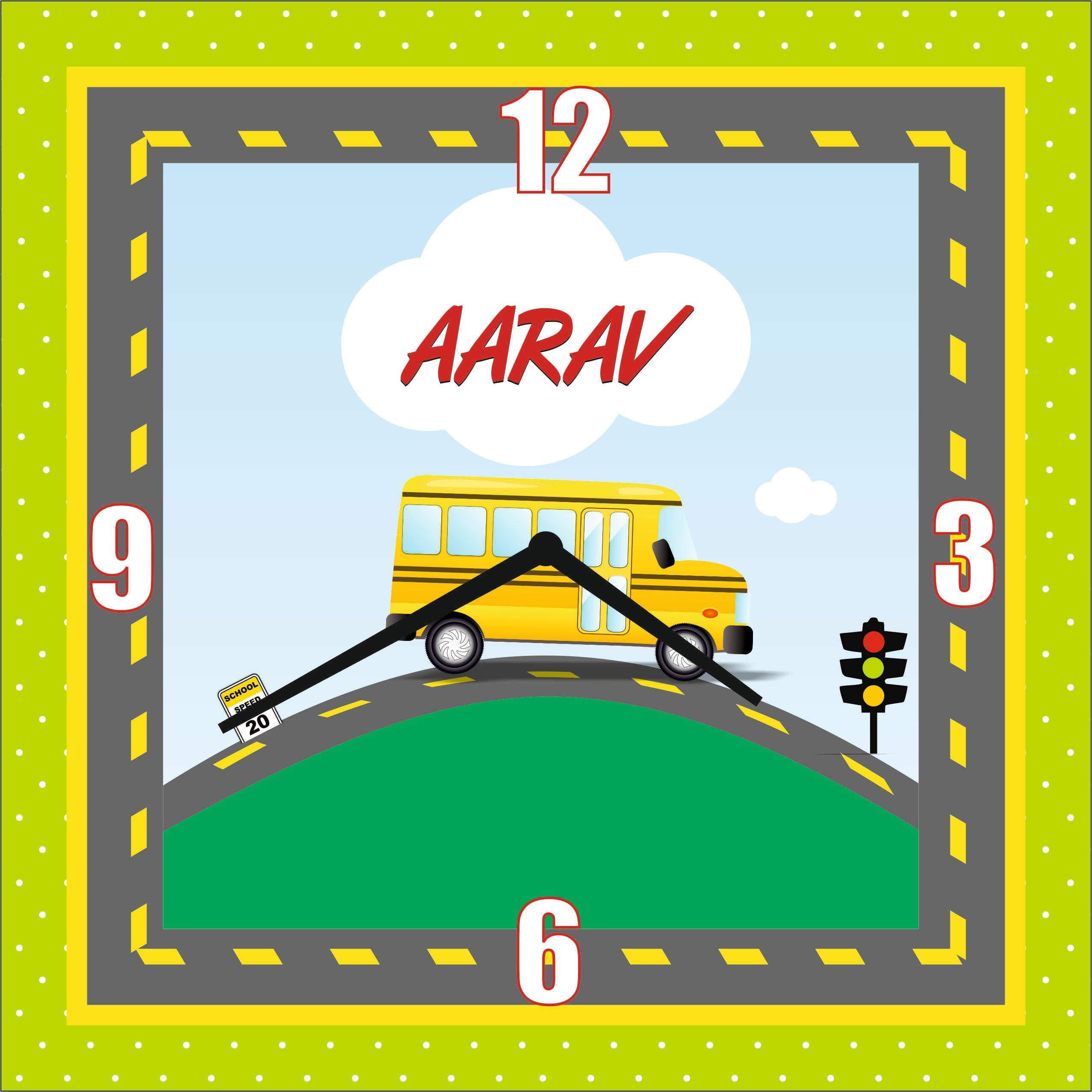 Personalised Wheels on The Bus Clock THEME PARTIES Pretty UR Party