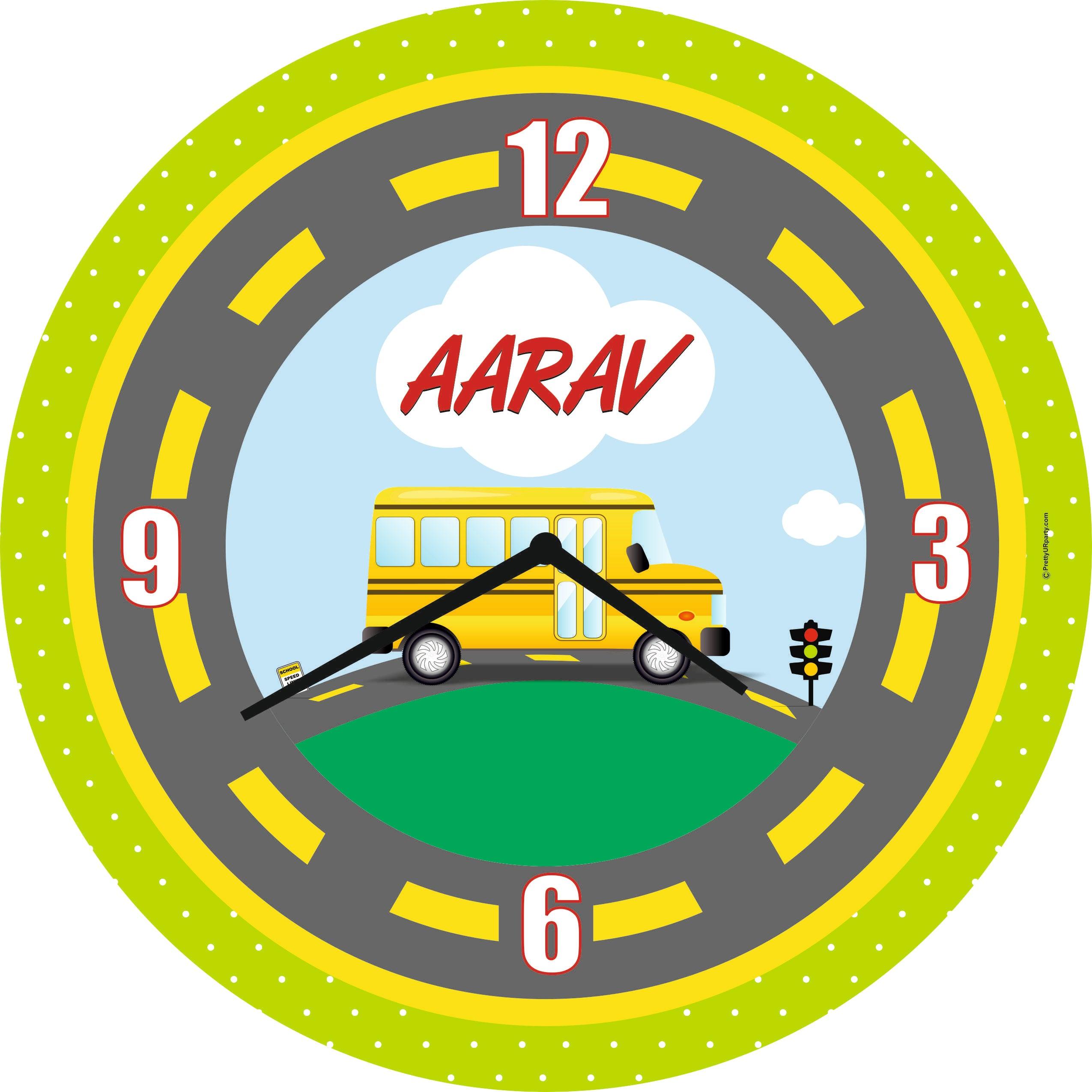 Personalised Wheels on The Bus Clock THEME PARTIES Pretty UR Party