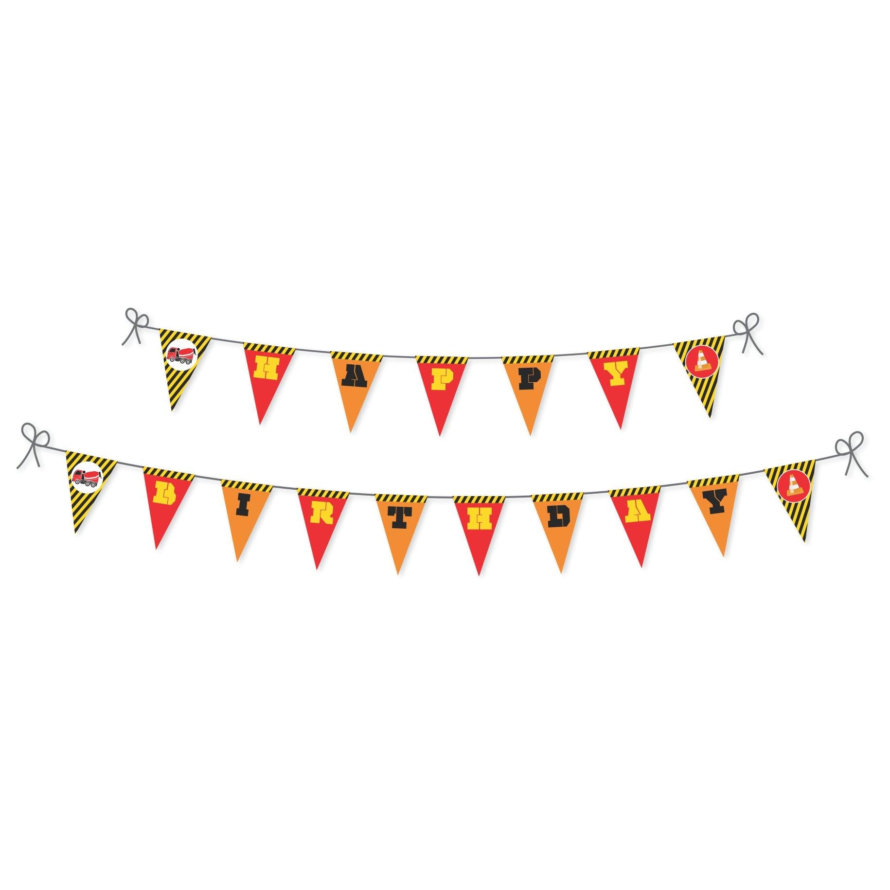 Construction Theme Bunting THEME PARTIES Pretty UR Party