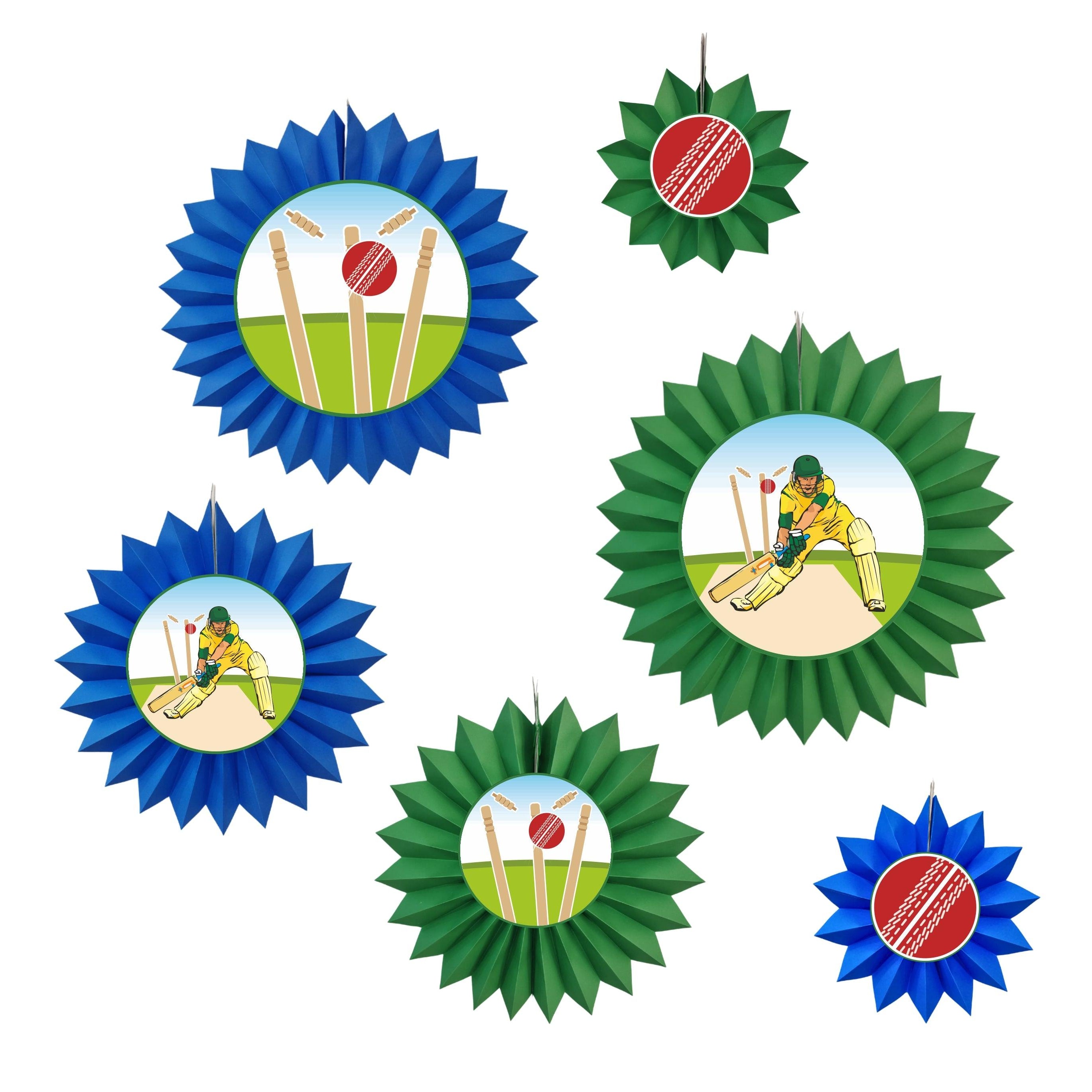 Cricket Paper Fans - Set of 6 DECORATIONS Pretty UR Party