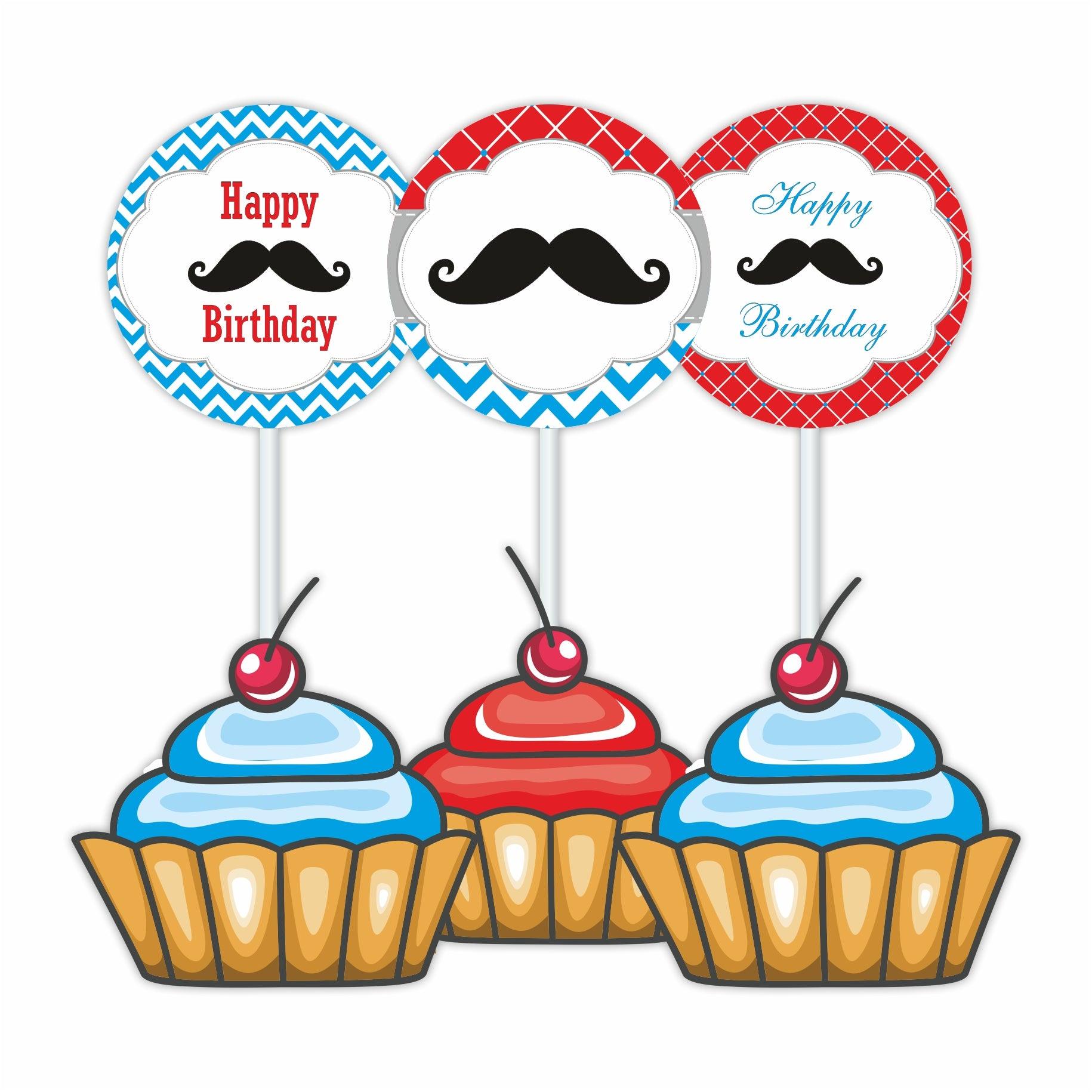Moustache Cupcake / Food Toppers THEME PARTIES Pretty UR Party