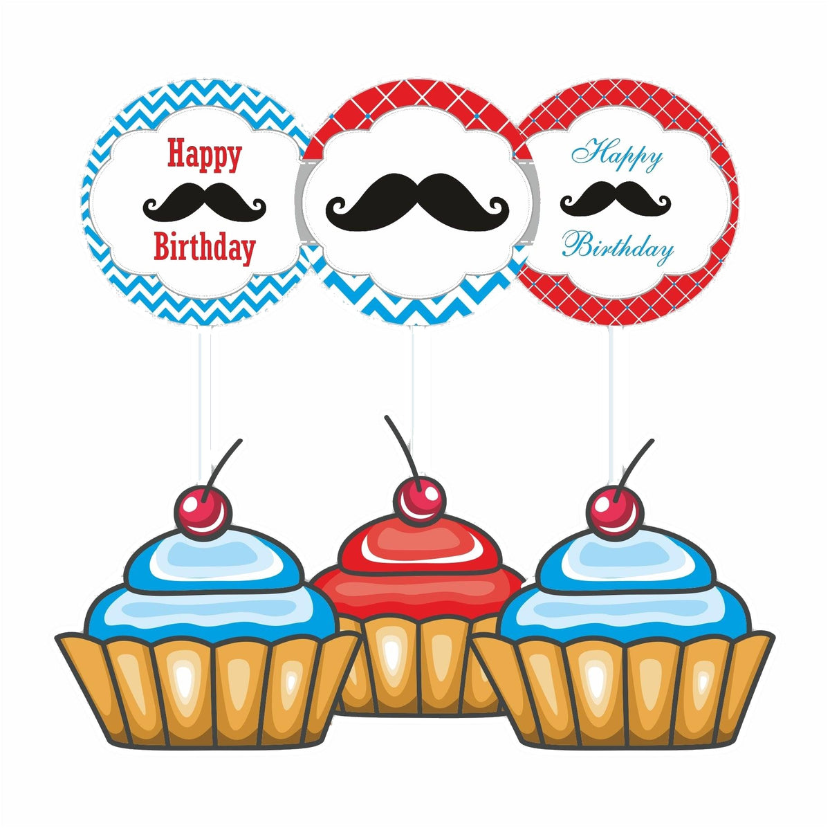 Moustache Cupcake / Food Toppers