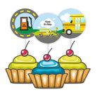 Wheels On The Bus Theme Cupcake Toppers THEME PARTIES Pretty UR Party