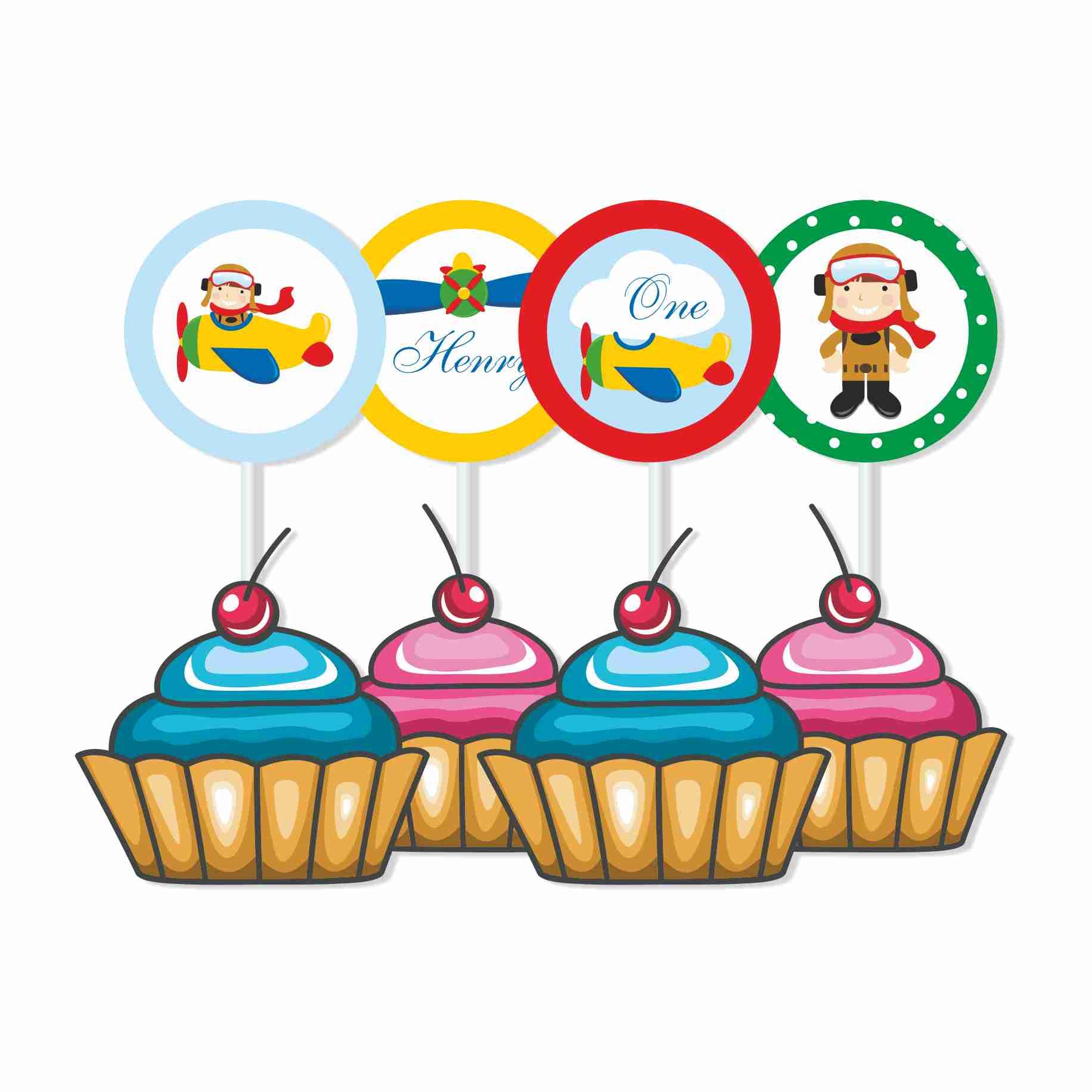 Little Aviator Cupcake / Food Toppers THEME PARTIES Pretty UR Party