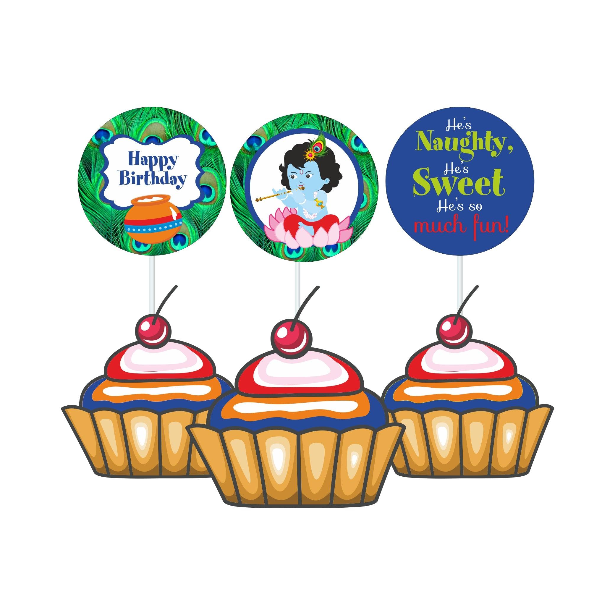 Krishna Theme Cupcake / Food Toppers THEME PARTIES Pretty UR Party
