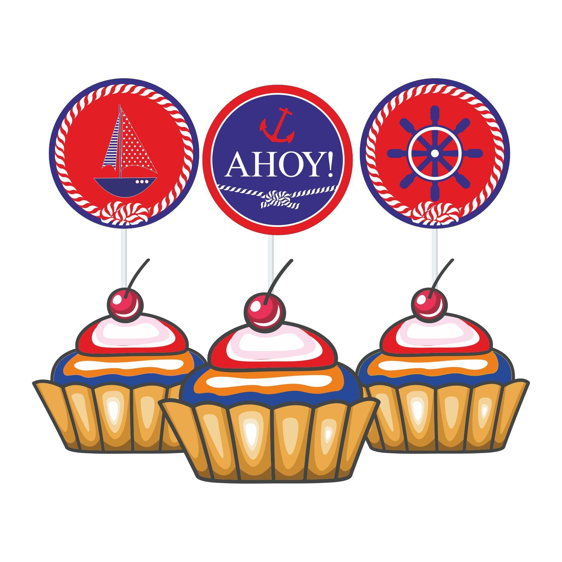 Nautical Theme Cupcake / Food Toppers THEME PARTIES Pretty UR Party