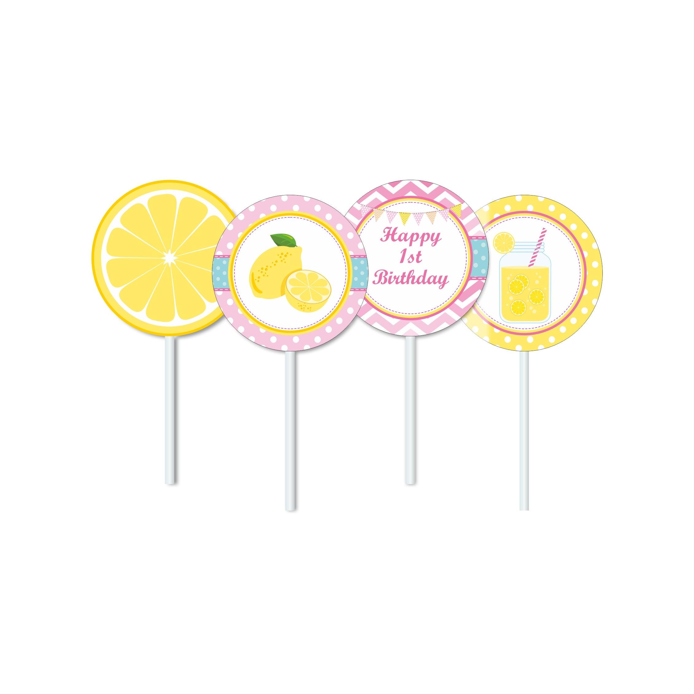 Pink lemonade 1st birthday Cupcake / Food Toppers ALL PARTY SUPPLIES Pretty UR Party