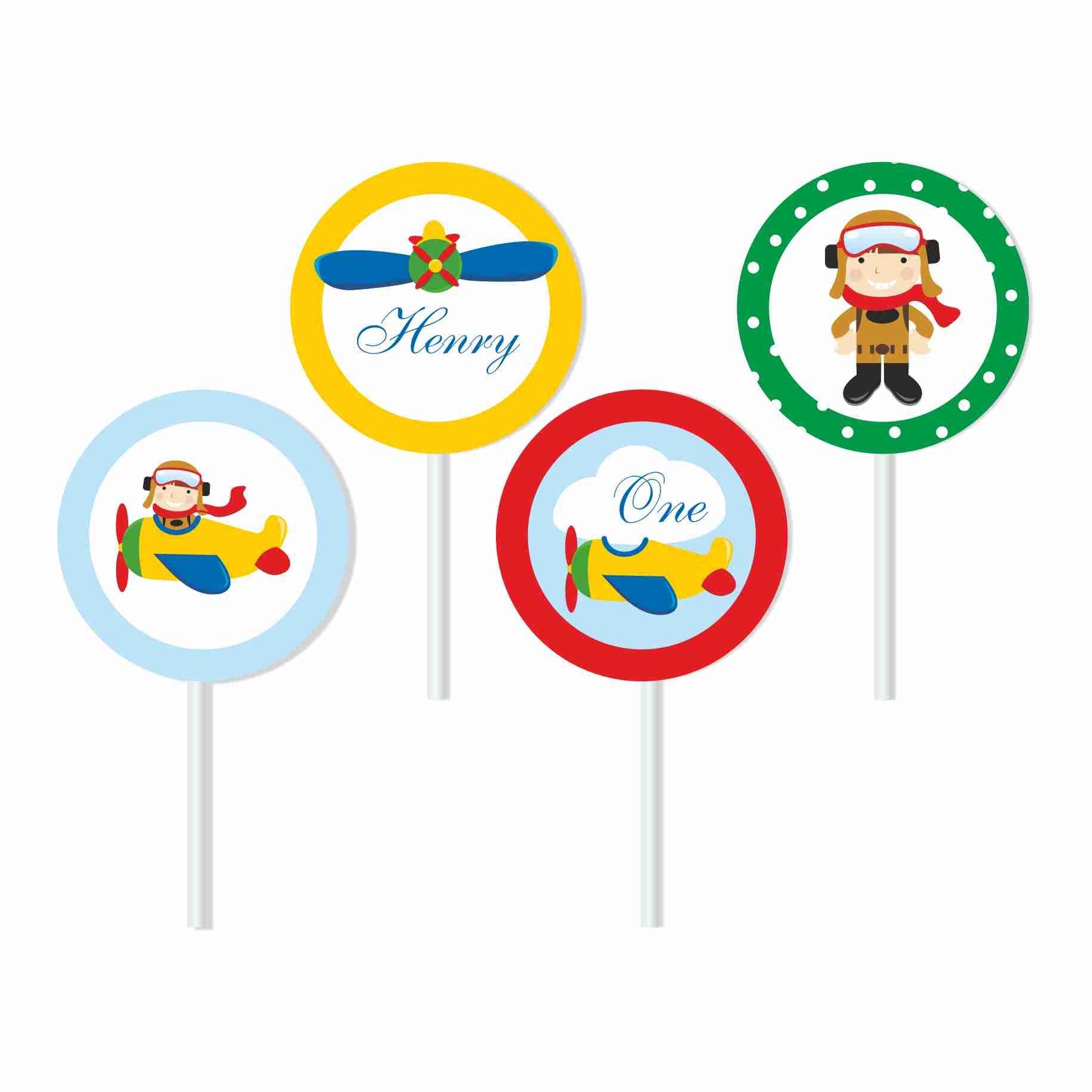Little Aviator Cupcake / Food Toppers THEME PARTIES Pretty UR Party