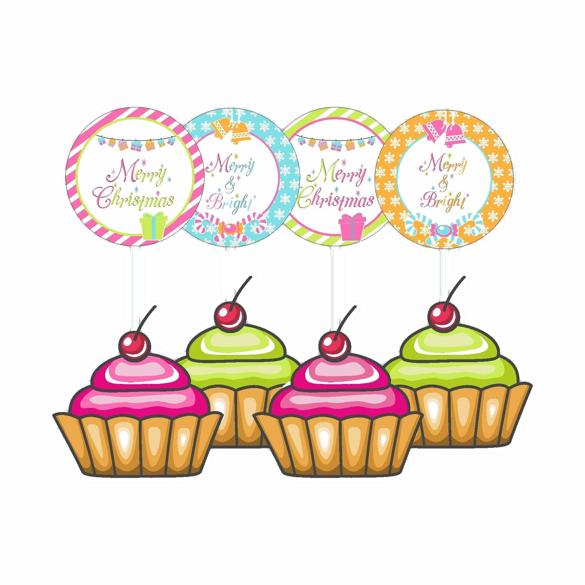 Merry and Bright Cupcake / Food Toppers