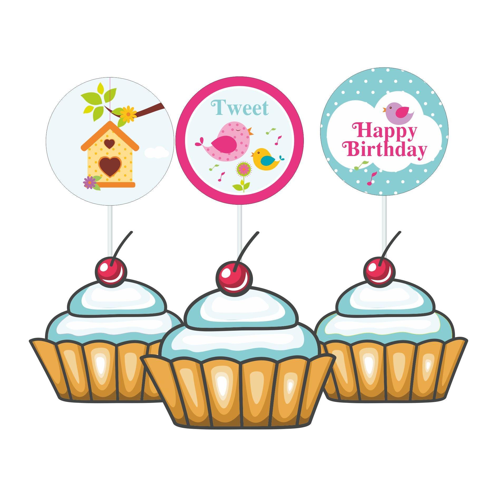 Little Bird Theme Cupcake / Food Toppers THEME PARTIES Pretty UR Party