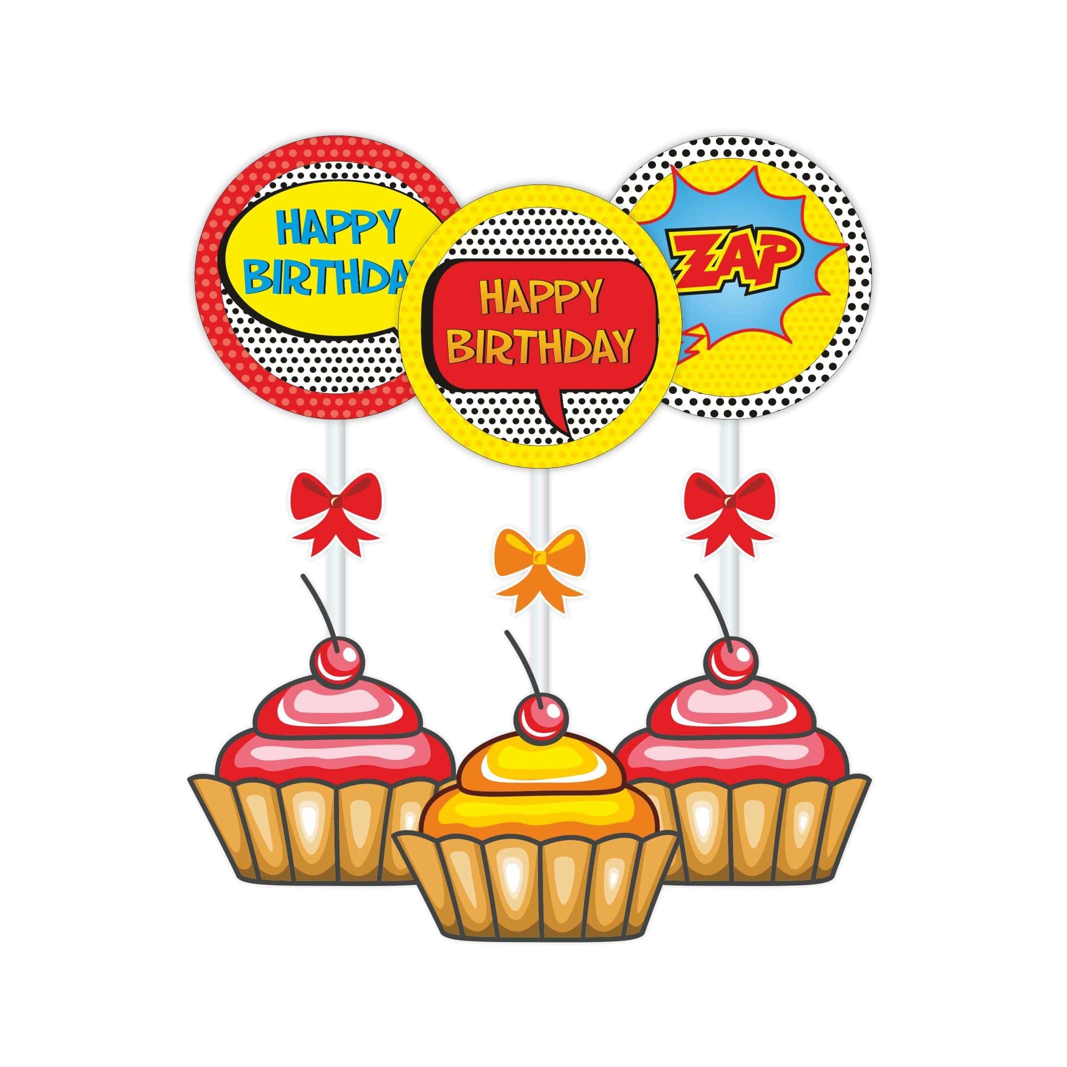 Superhero theme Cupcake Toppers THEME PARTIES Pretty UR Party