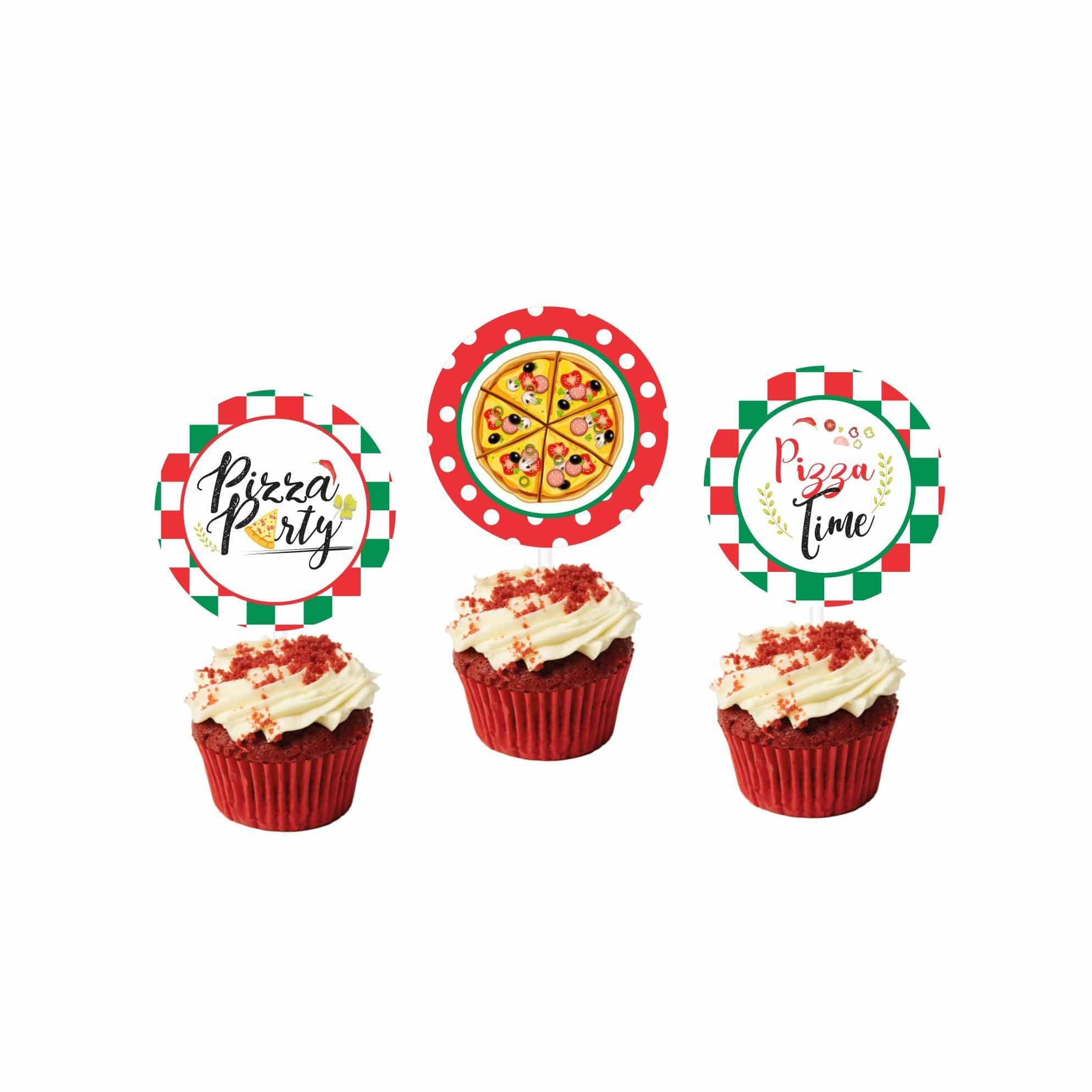 Pizza Party Theme Cupcake / Food Toppers THEME PARTIES Pretty UR Party