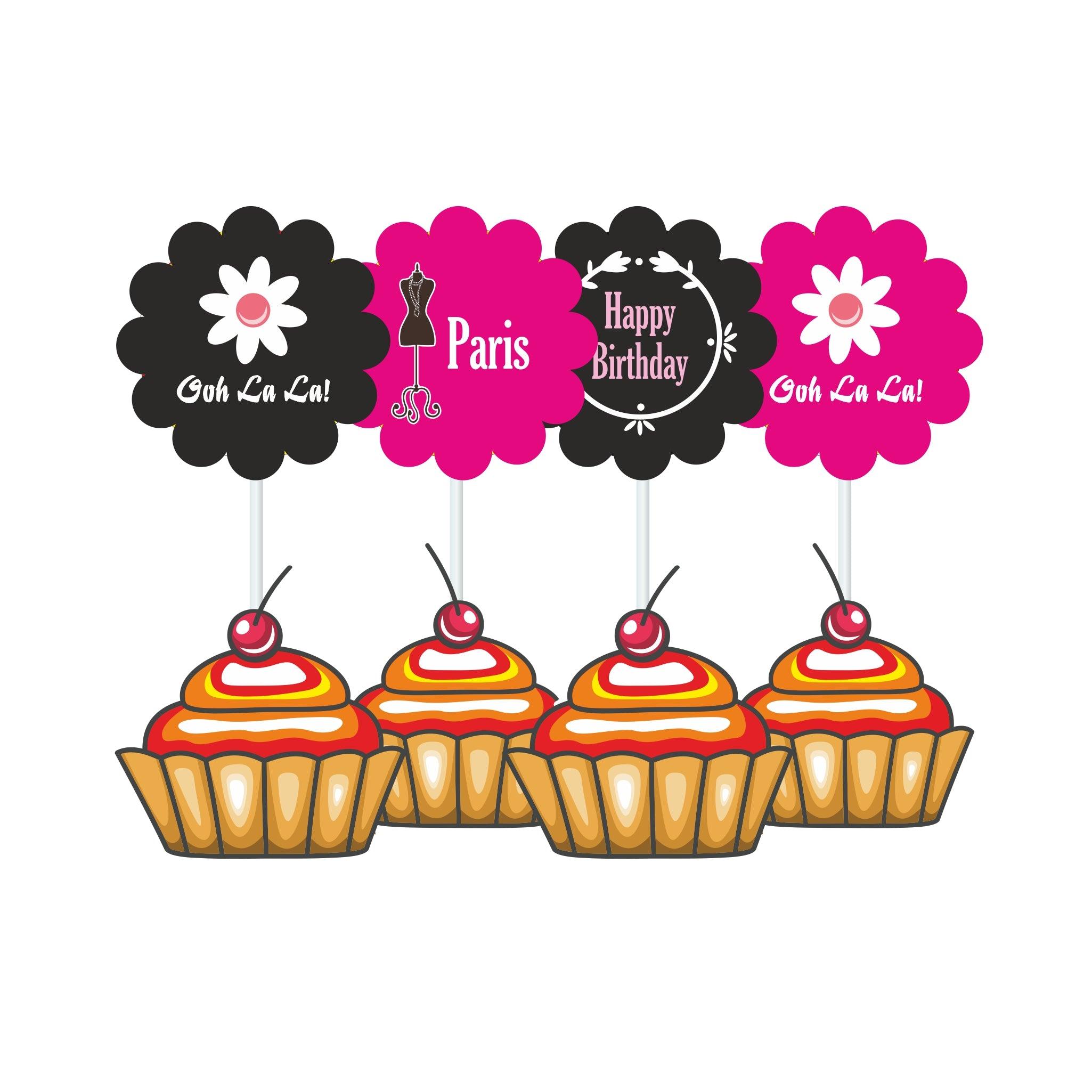 Paris Cupcake / Food Toppers THEME PARTIES Pretty UR Party