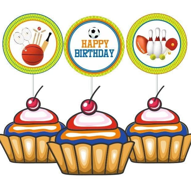 Sports theme Cupcake Toppers THEME PARTIES Pretty UR Party