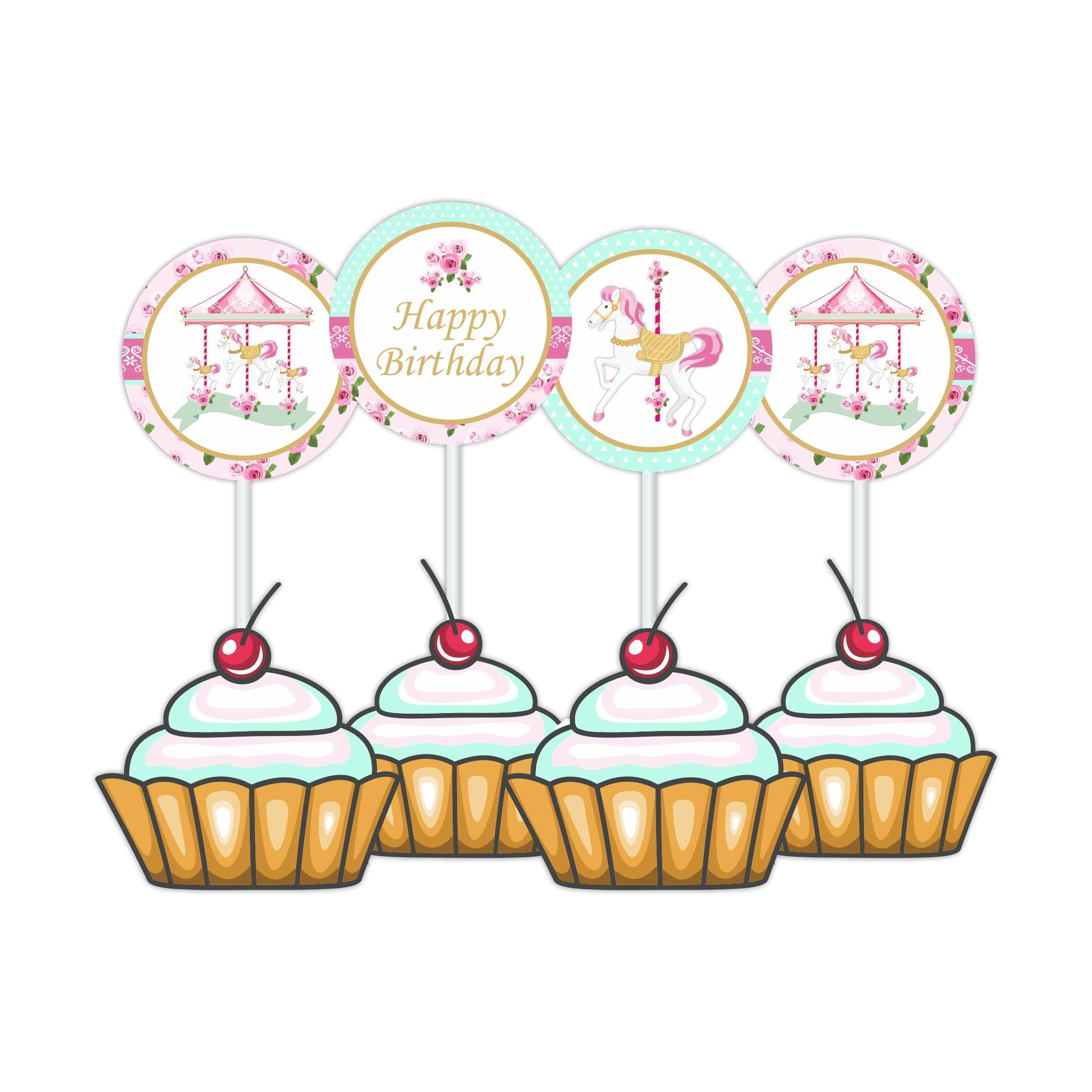 Carousel Cupcake / Food Toppers THEME PARTIES Pretty UR Party
