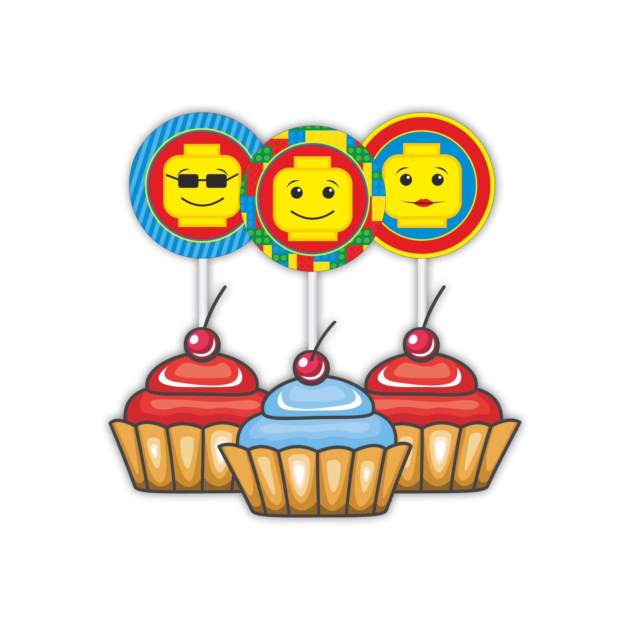 Lego inspired Cupcake / Food Toppers THEME PARTIES Pretty UR Party