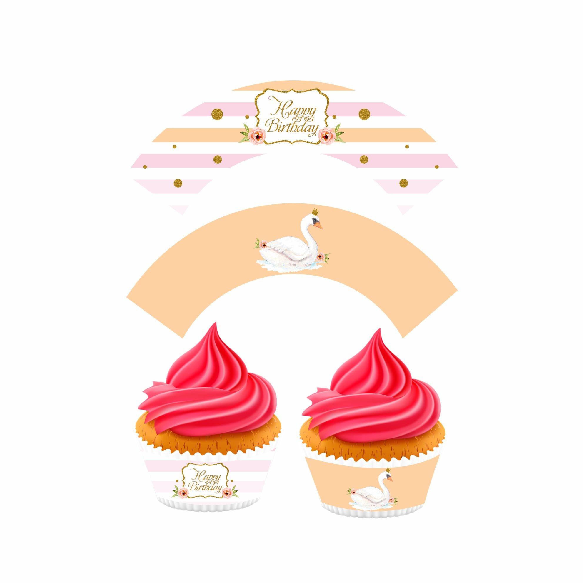 Swan Theme Cupcake Wrappers THEME PARTIES Pretty UR Party
