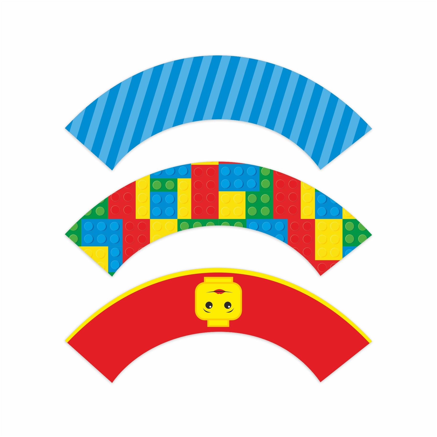 Lego inspired Cupcake Wrappers THEME PARTIES Pretty UR Party