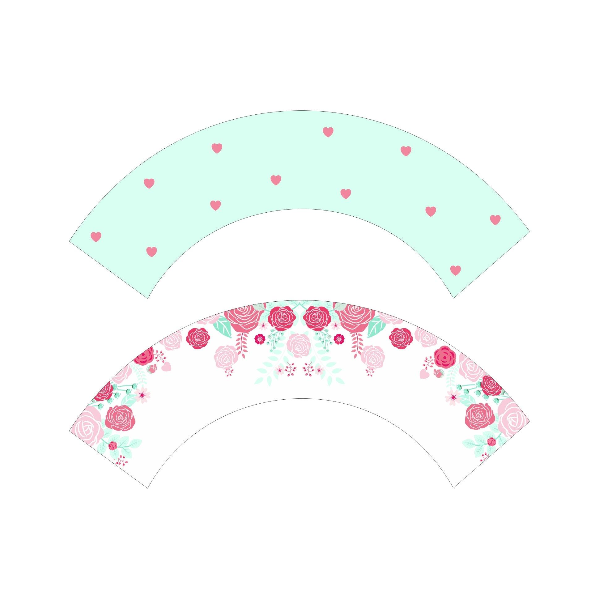 Mint and Pink Floral 1st Birthday Theme Cupcake Wrappers ALL PARTY SUPPLIES Pretty UR Party