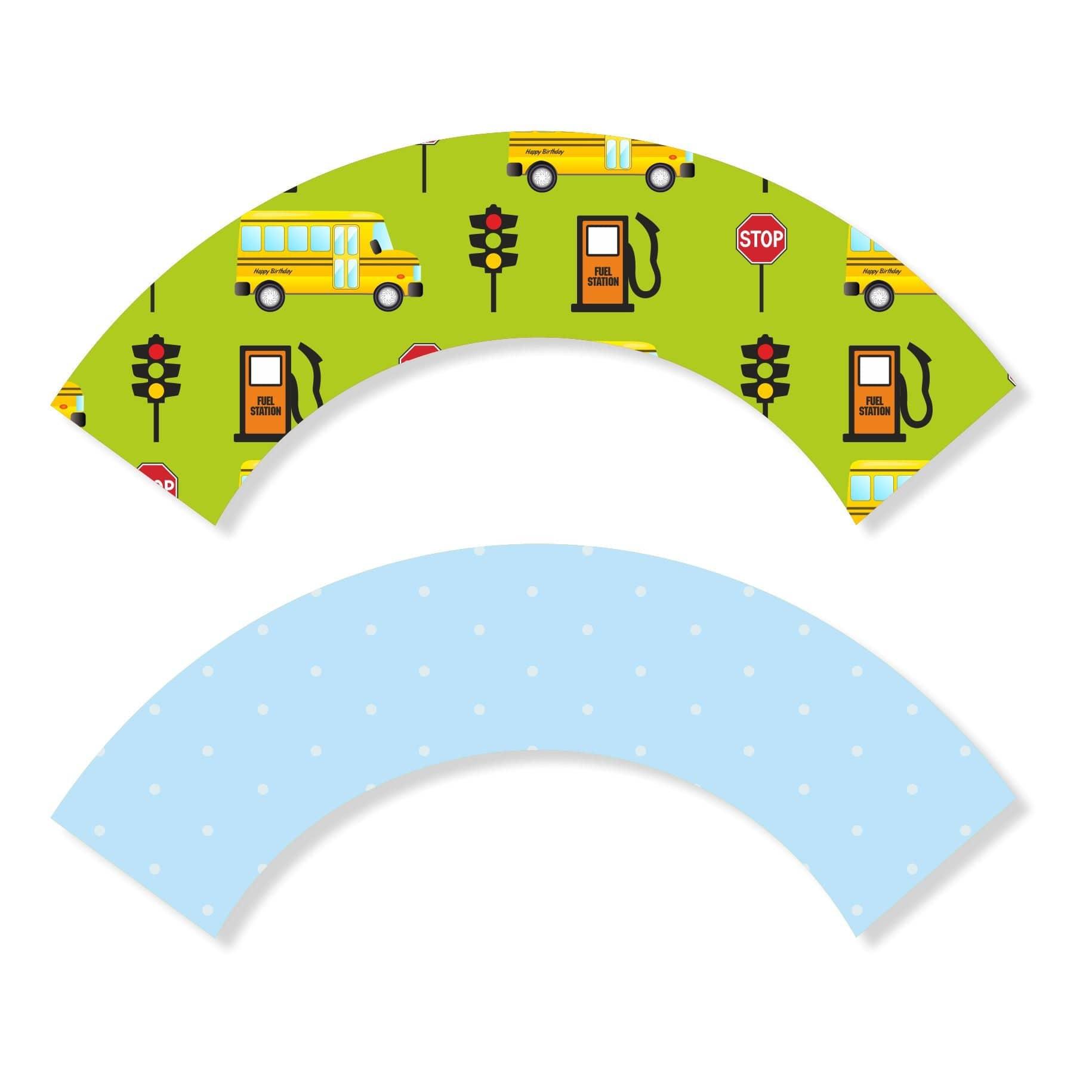 Wheels On The Bus Cupcake Wrappers THEME PARTIES Pretty UR Party