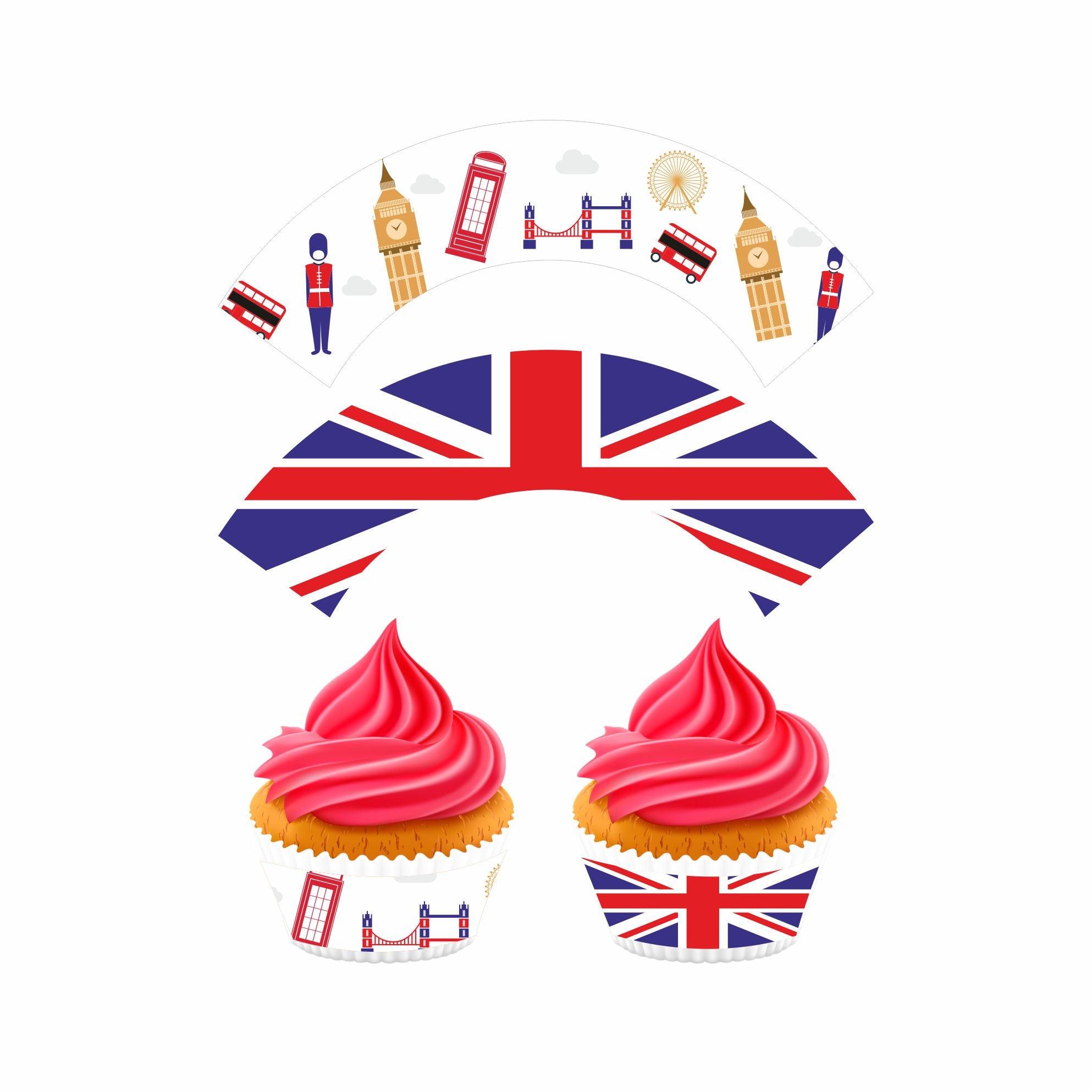 London Theme Cupcake Wrappers THEME PARTIES Pretty UR Party