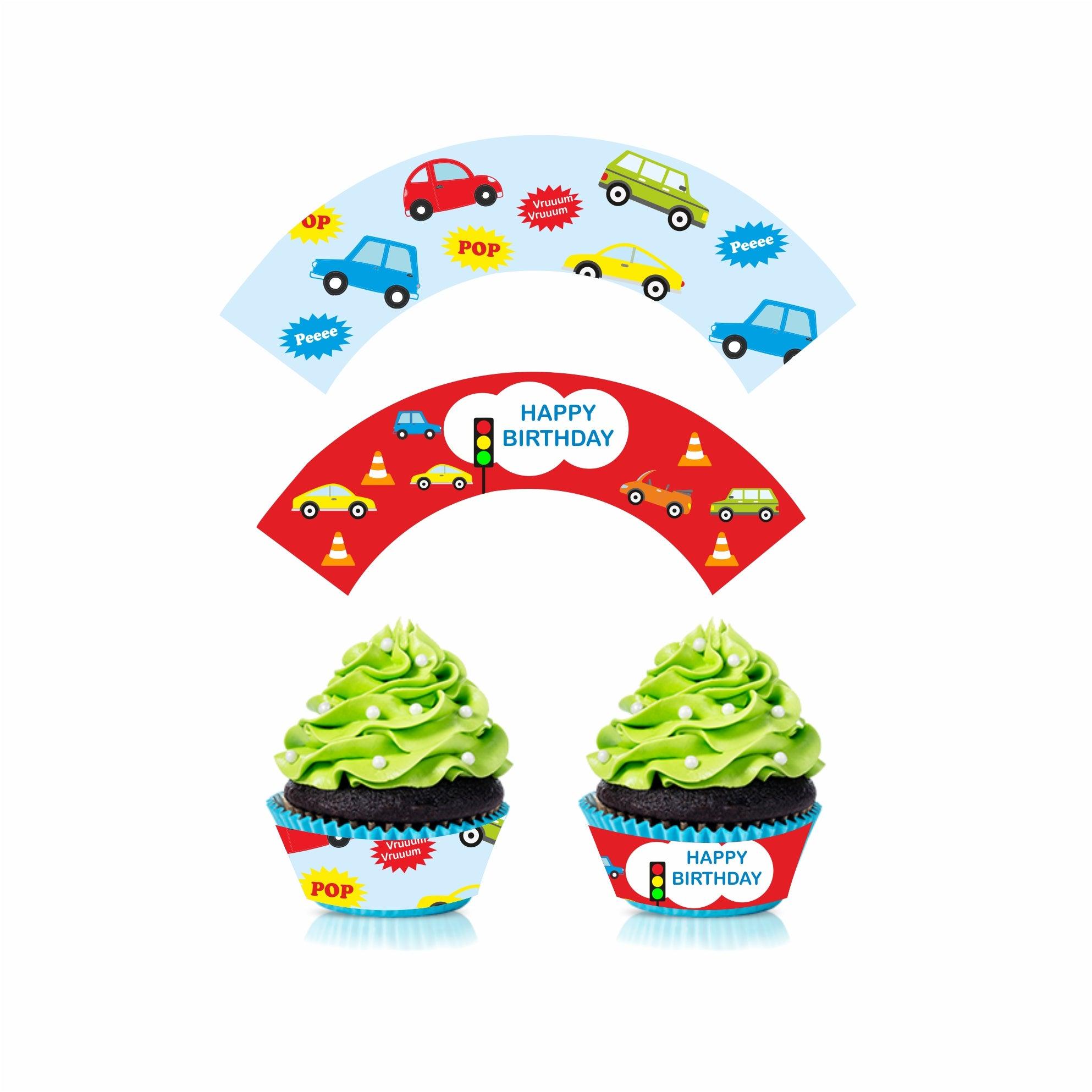 Colorful Cars Theme Cupcake Wrappers THEME PARTIES Pretty UR Party