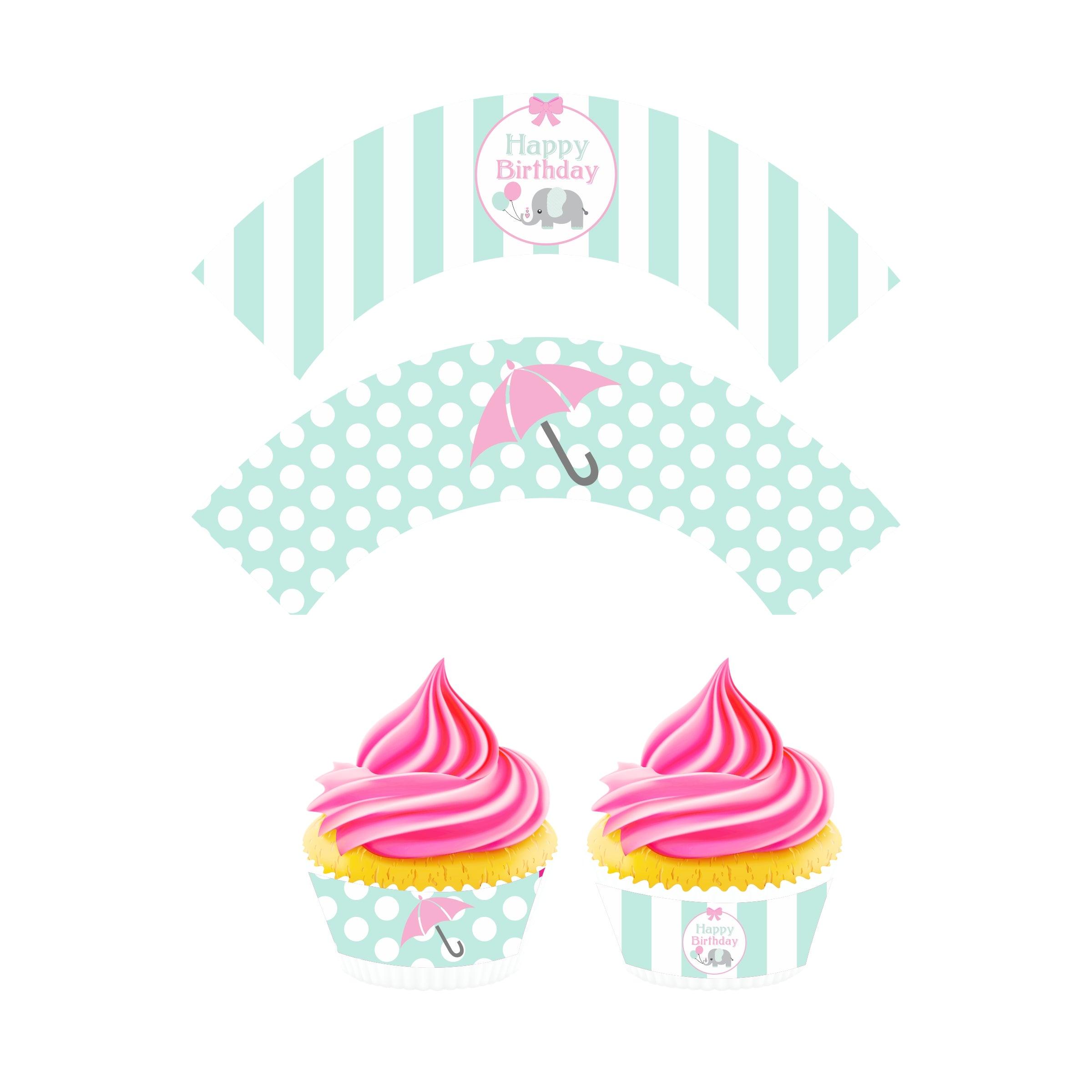 Elephant Birthday Theme Cupcake Wrappers THEME PARTIES Pretty UR Party