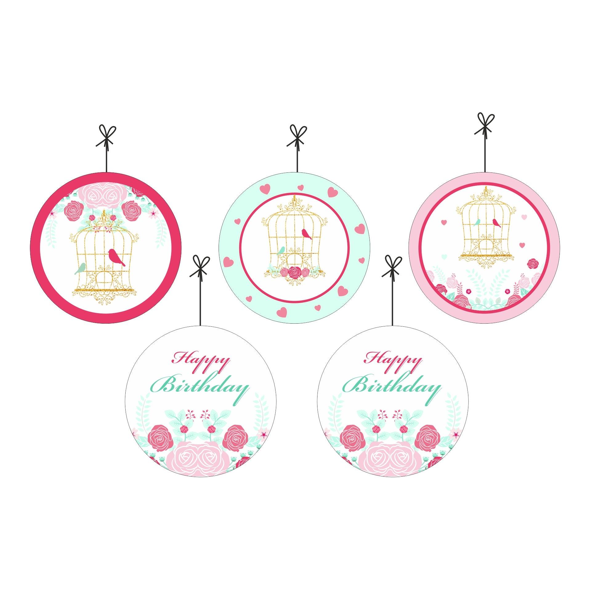 Mint and Pink Floral 1st Birthday Theme Danglers ALL PARTY SUPPLIES Pretty UR Party