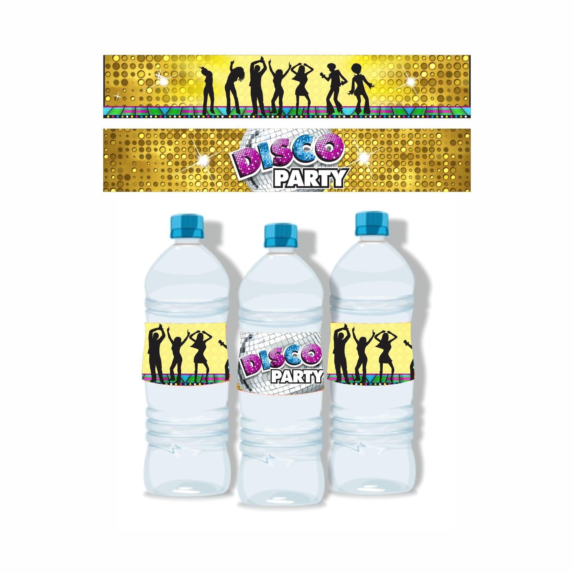 Disco Party Theme Water Bottle Labels THEME PARTIES Pretty UR Party