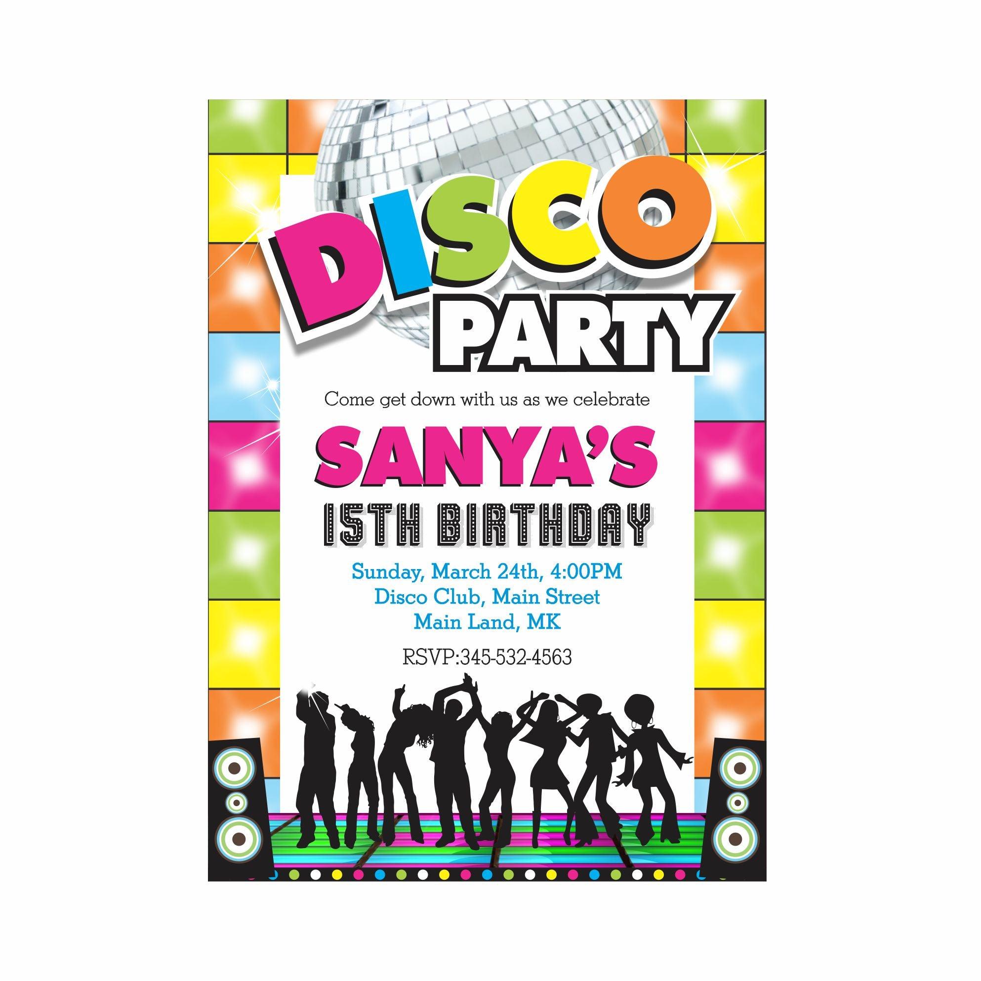 Disco Party Theme Invitations 01 ALL PARTY SUPPLIES Pretty UR Party