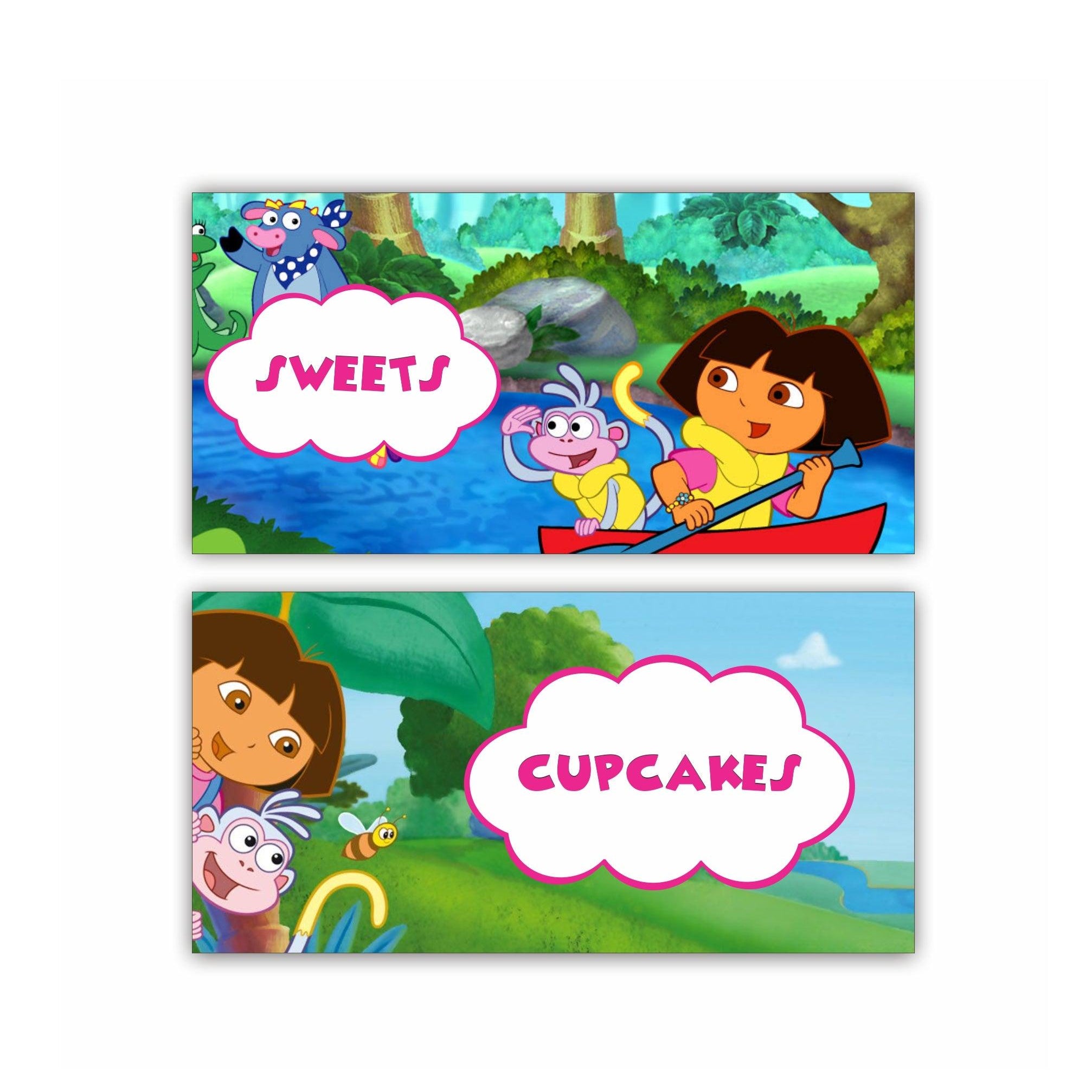 Dora the explorer Labels / Buffet Table Cards THEME PARTIES Pretty UR Party