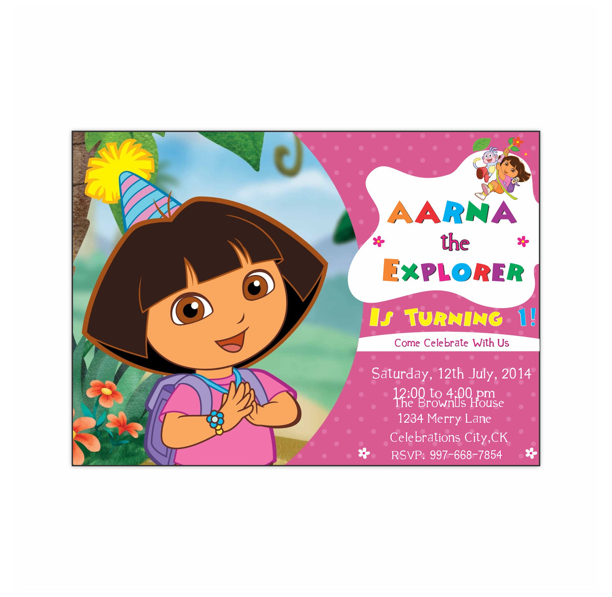 Dora The Explorer Theme Invitations Dora The Explorer Invites Pretty Ur Party 7777