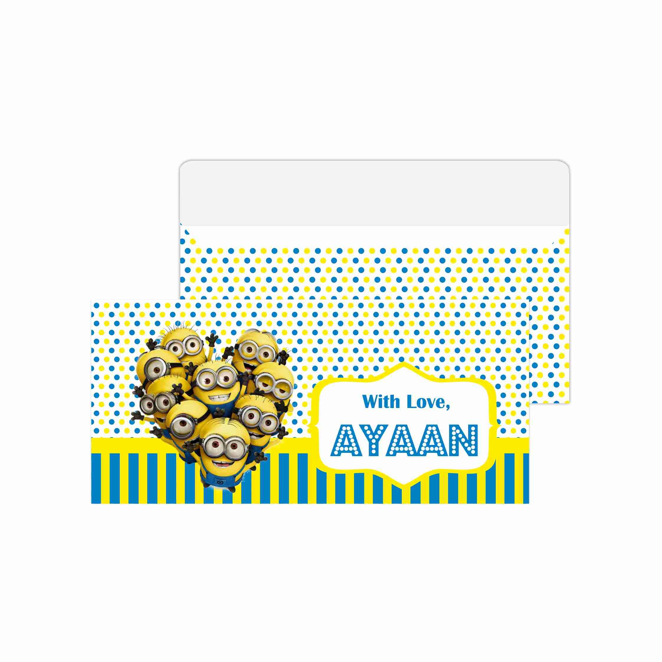 Despicable Me Minions inspired Money Envelopes - Pack of 10 envelopes PERSONALISED Pretty UR Party