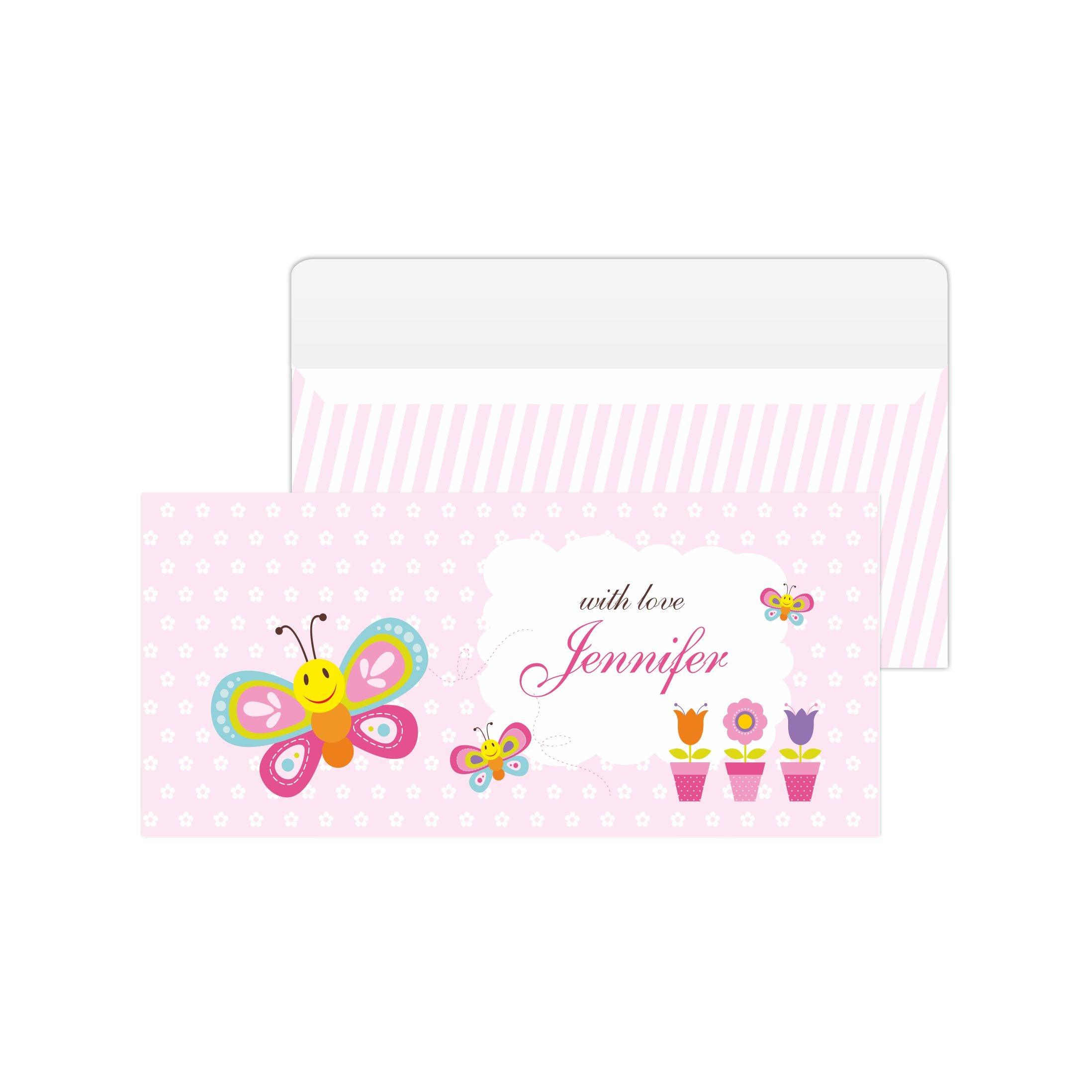 Butterfly Money Envelopes - Pack of 10 envelopes PERSONALISED Pretty UR Party