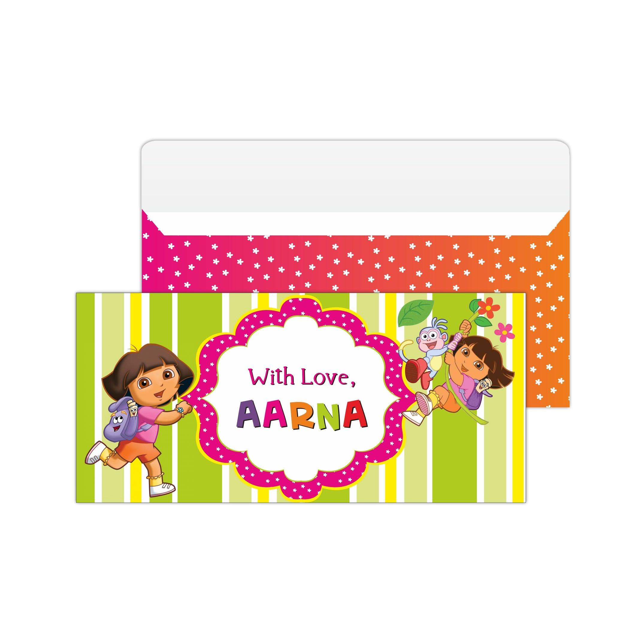 Dora the Explorer Money Envelopes - Pack of 10 envelopes PERSONALISED Pretty UR Party