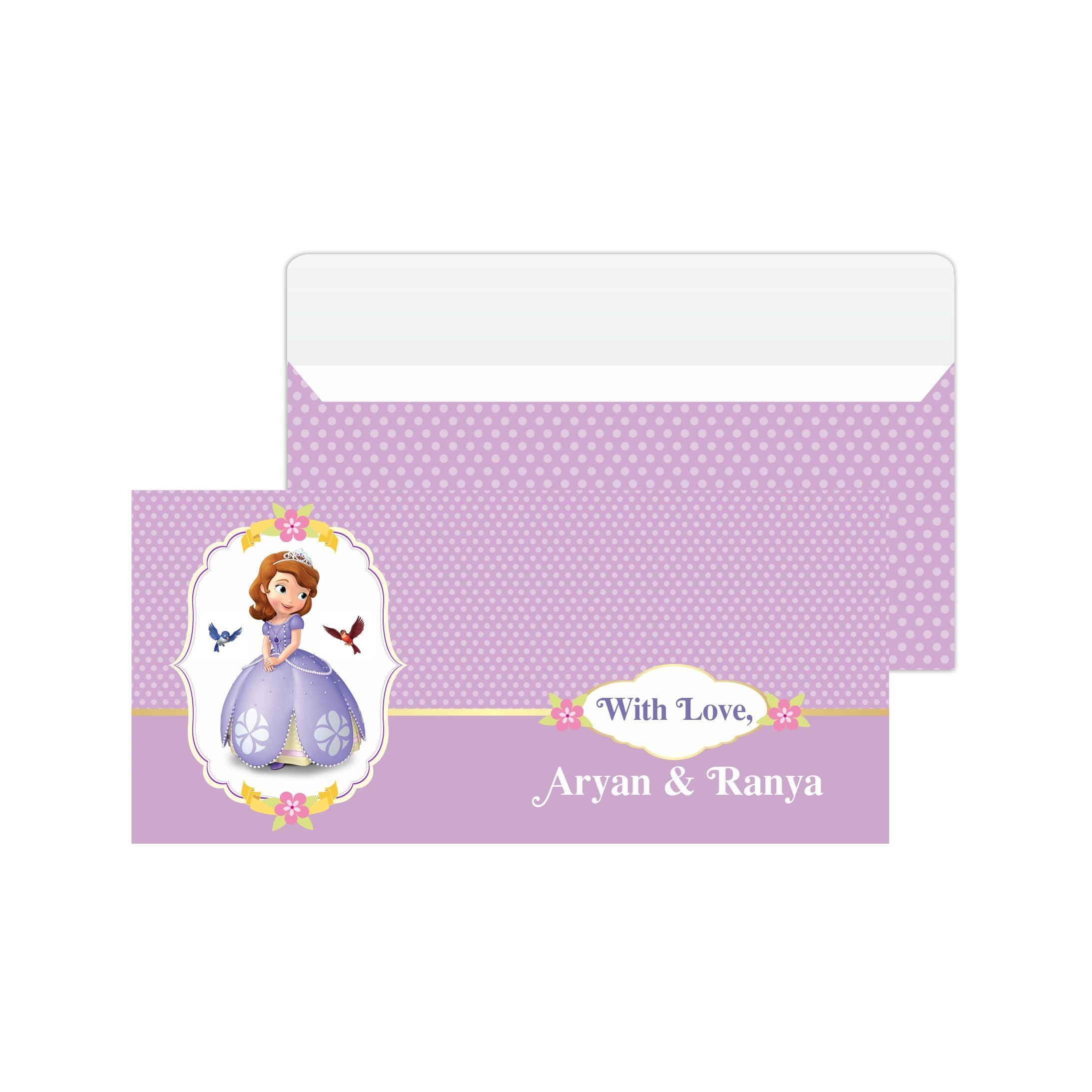 Sofia the 1st Inspired Money Envelopes - Pack of 10 envelopes PERSONALISED Pretty UR Party