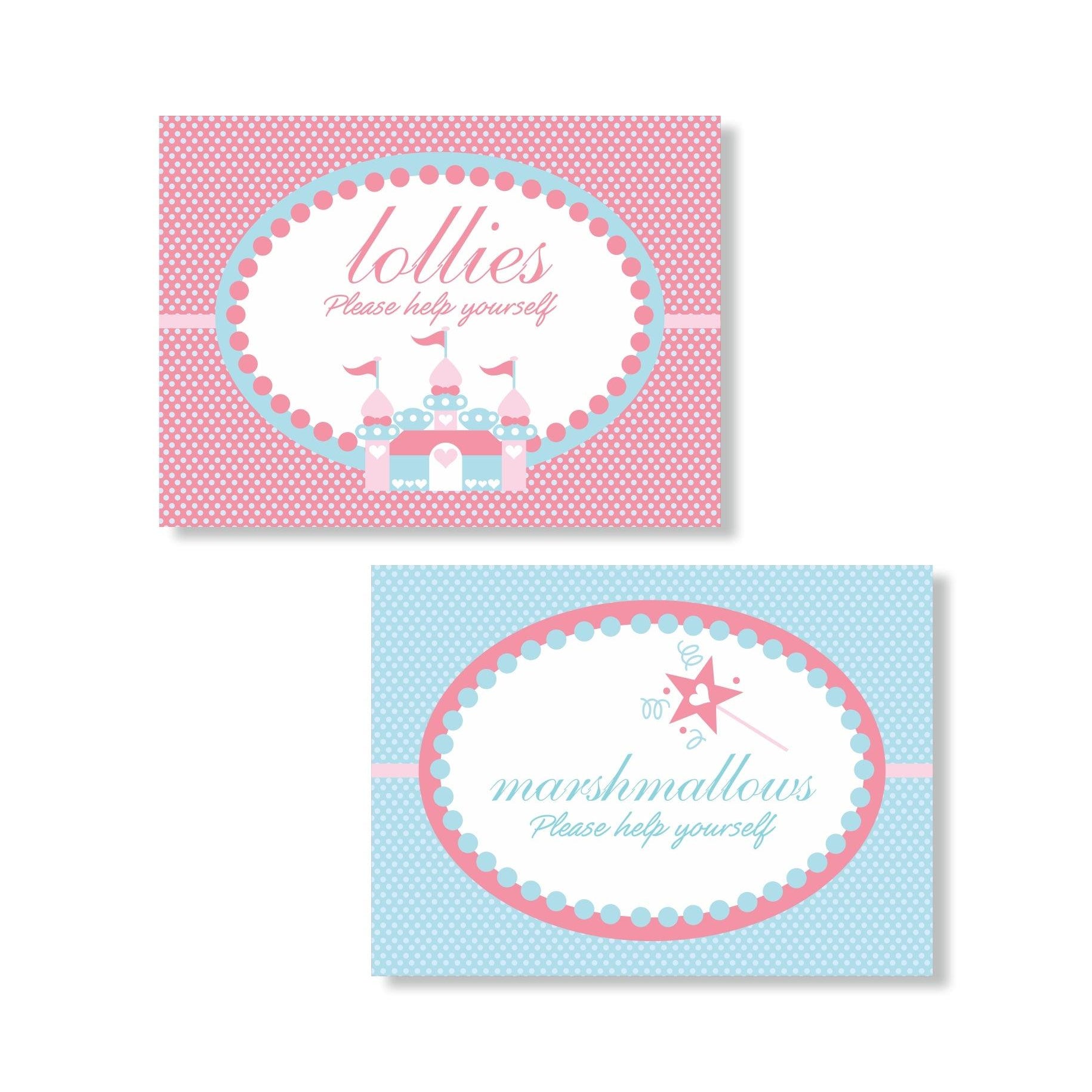 Fairy  Princess Food Labels / Buffet Table Cards THEME PARTIES Pretty UR Party