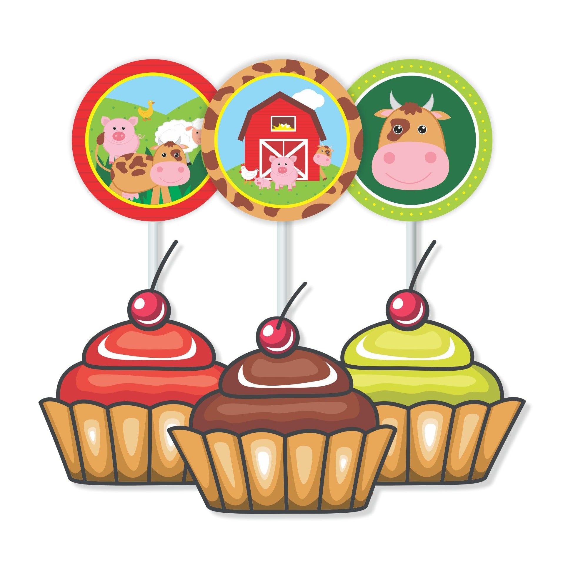 Farm friends theme Cupcake / Food Toppers THEME PARTIES Pretty UR Party