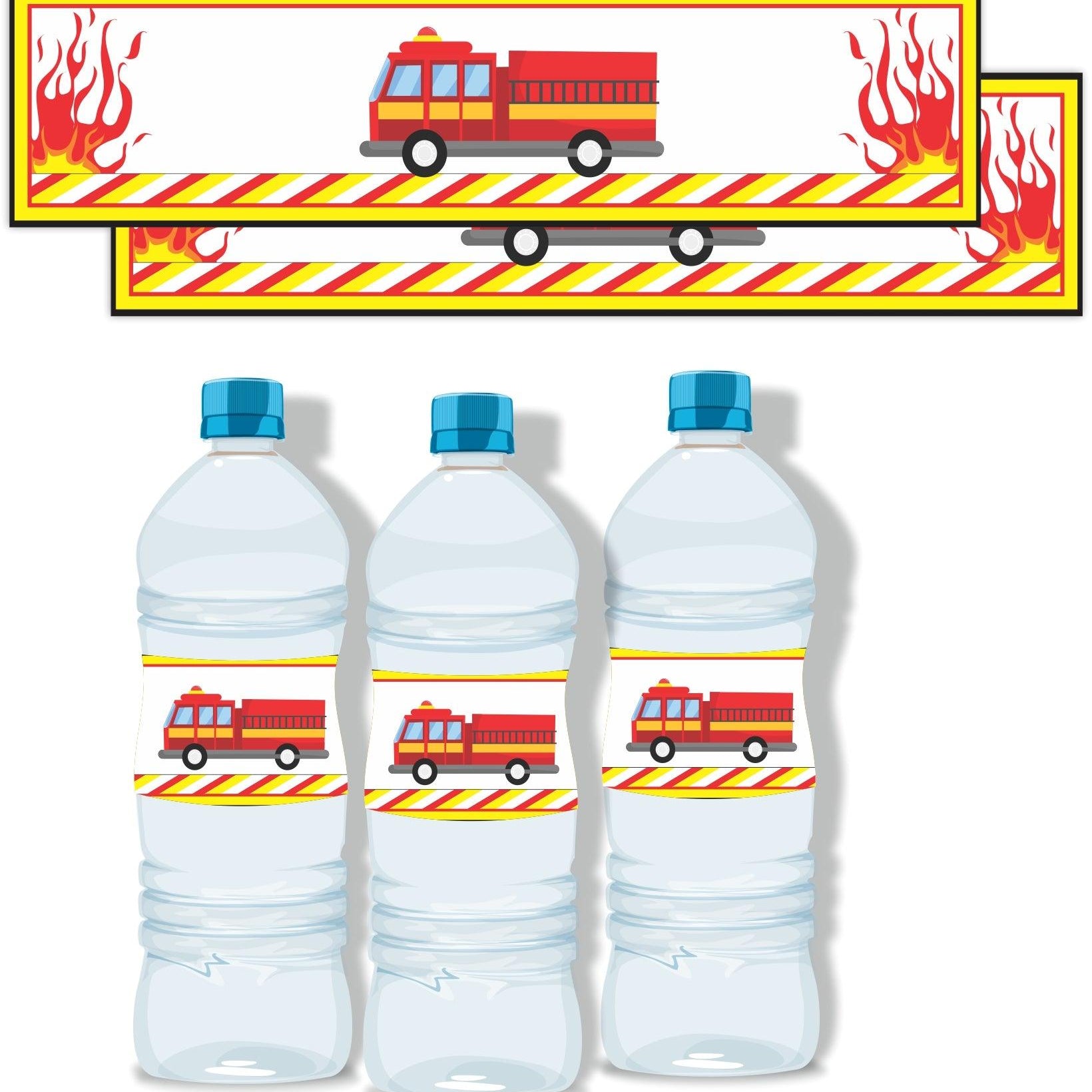 Fire Truck Bottle Labels THEME PARTIES Pretty UR Party